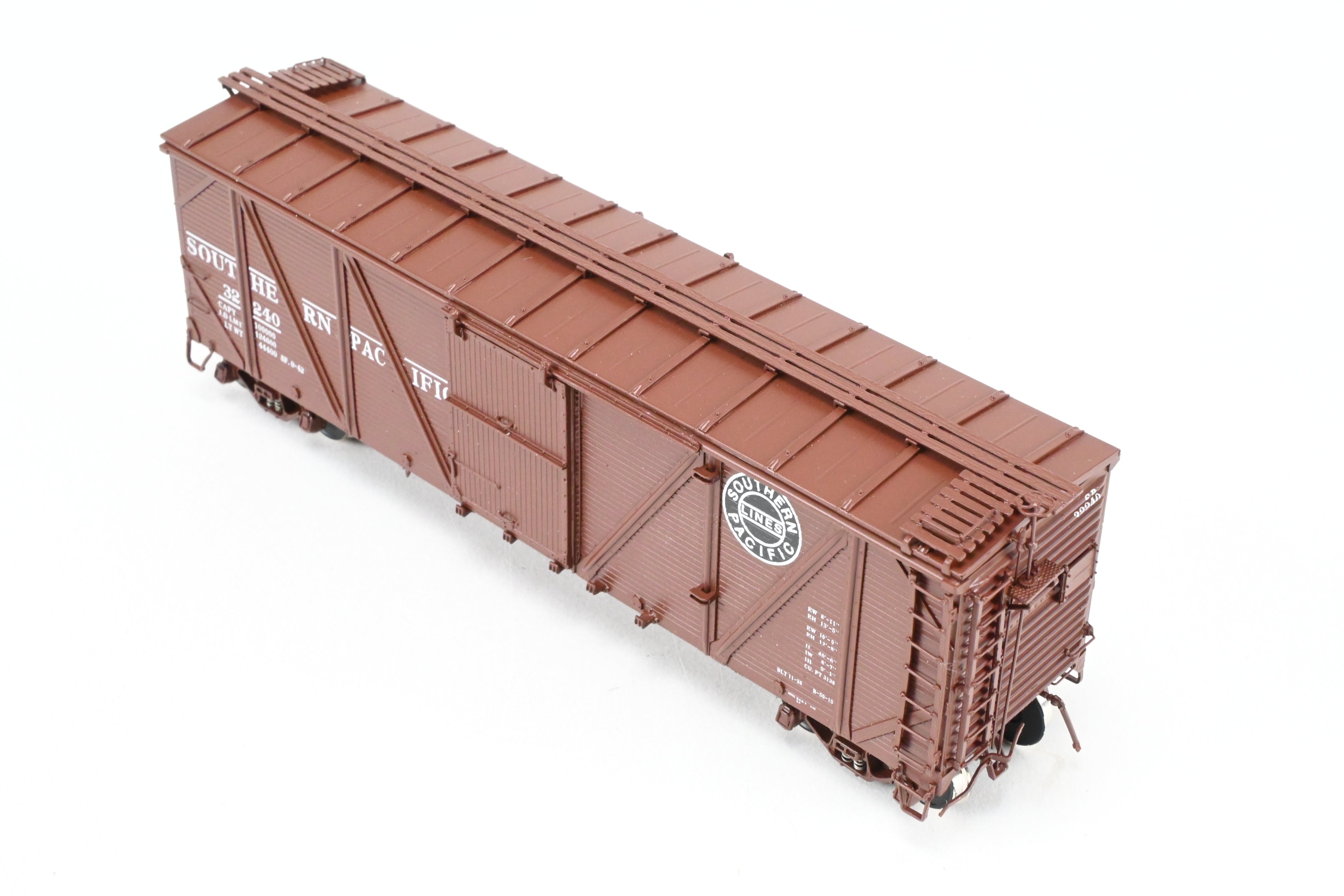 HO Scale Brass Challenger Imports Southern Pacific Class B - 50 - 15 Outside Braced Wood - Sheathed Box Car with Hutchins Roof, Model Number FP #32240