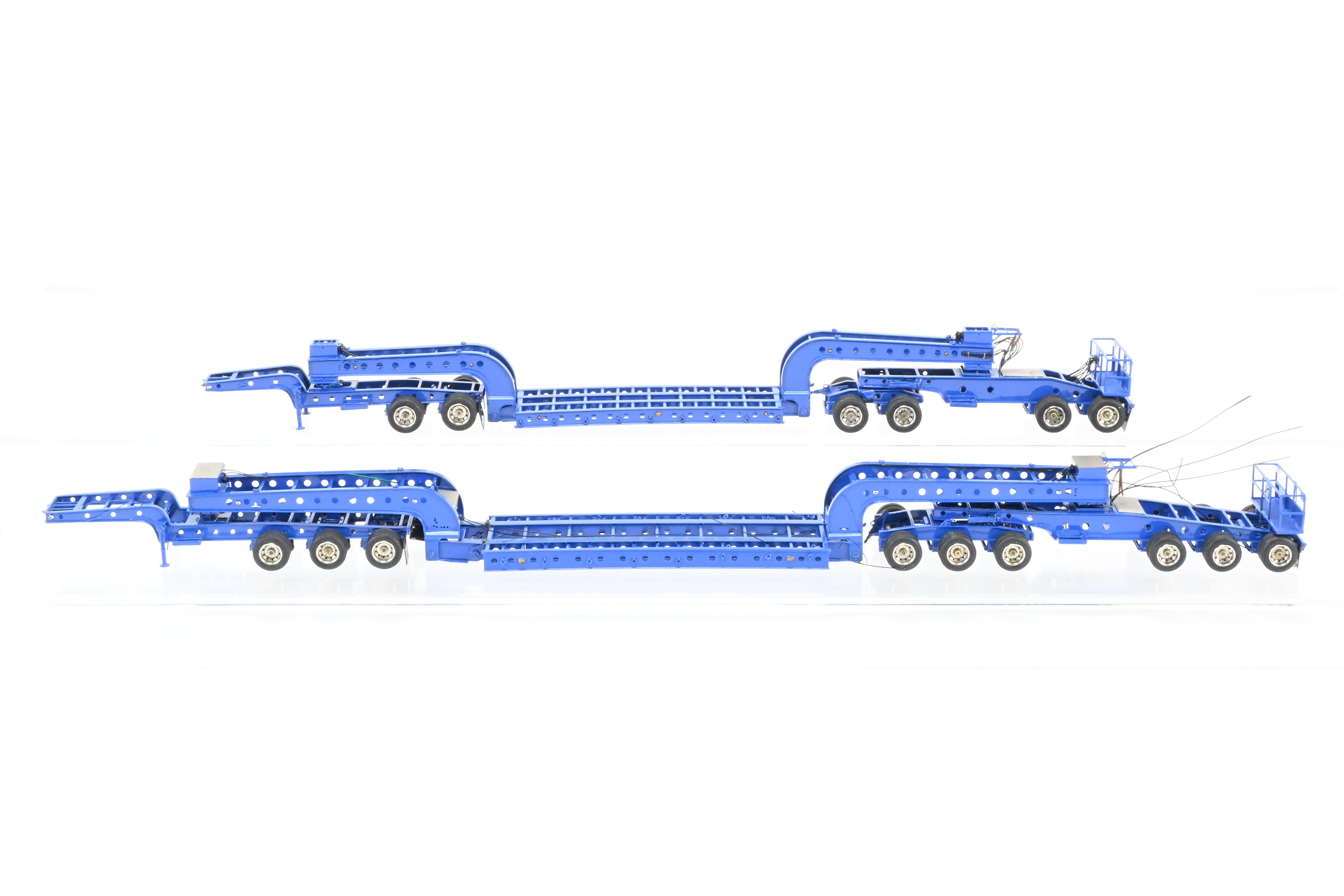 HO Scale Brass Construction OMI - Overland Models, Inc. Nelson Miller Transfer Extremely Rare One-of-a-Kind Pilot Models of 6-Axle and 9-Axle Heavy Haul Trailers in FP Blue, Never Produced