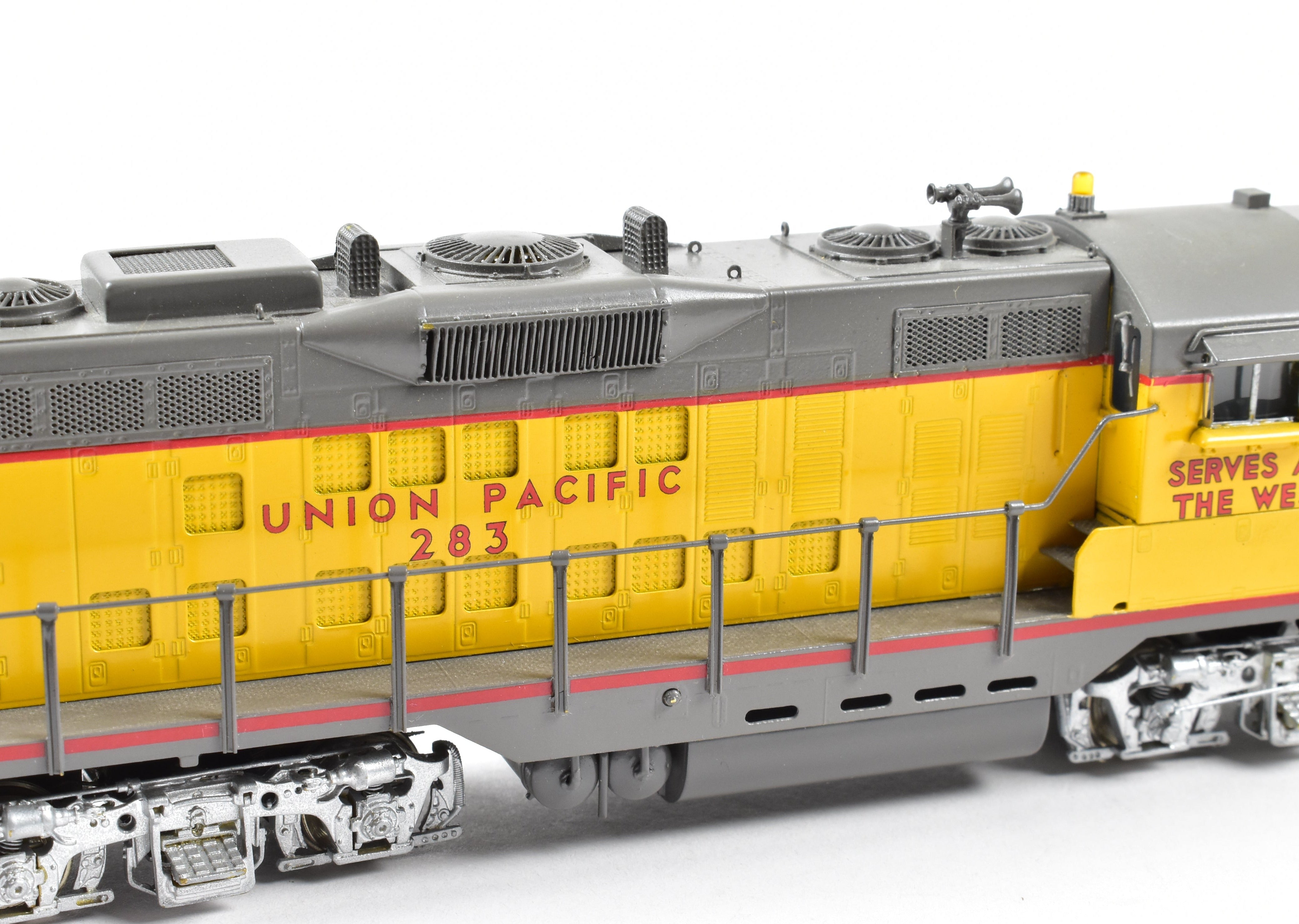 HO Scale Brass Model Train by Overland Models, Inc. - Union Pacific GP - 9 FP #283 with Extra Vents, 36 Fans, Winterization Hatch and Lighting