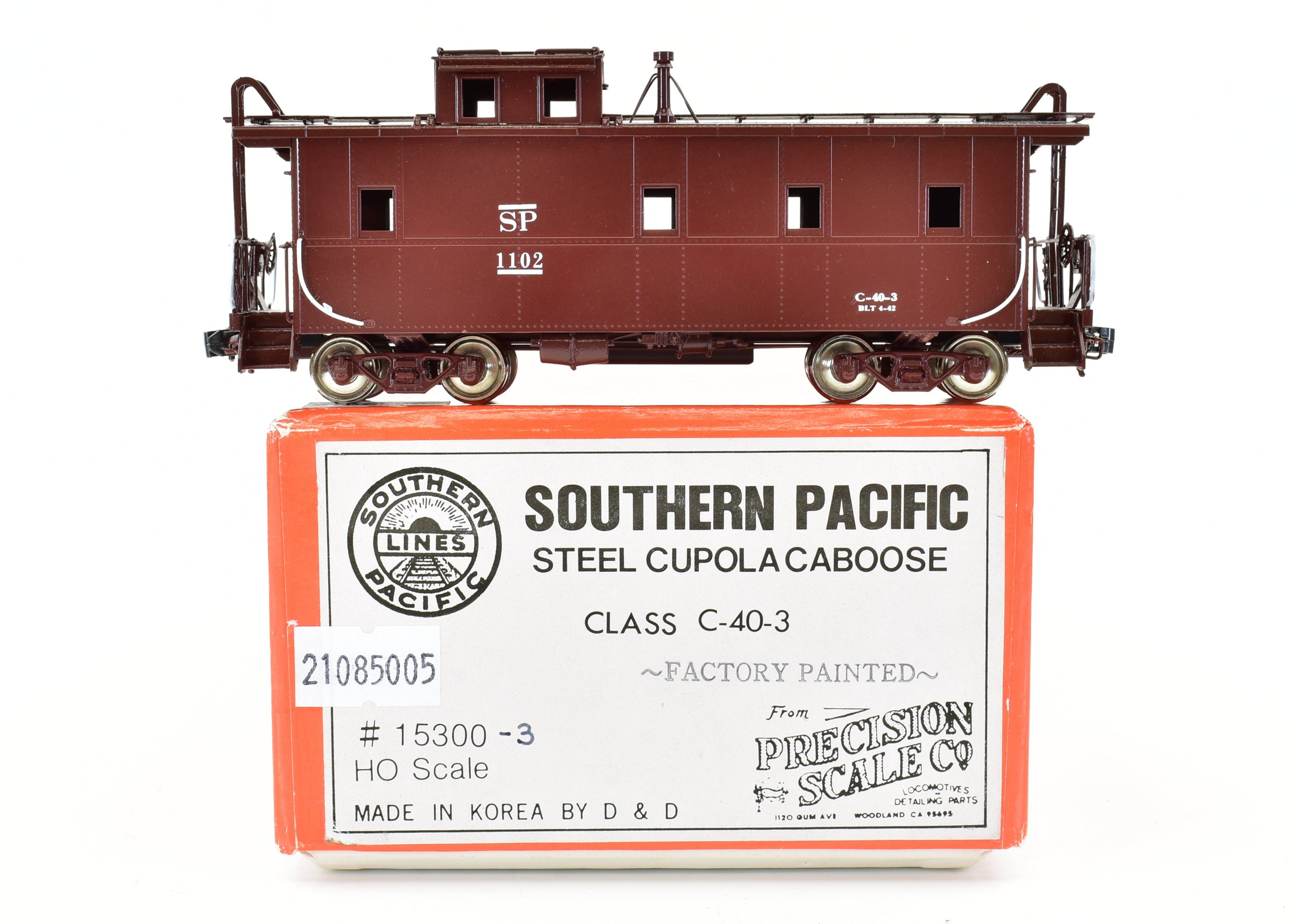 HO Scale Brass Precision Scale Co. Model of Southern Pacific C - 40 - 3 Steel Cupola Caboose with FP Design