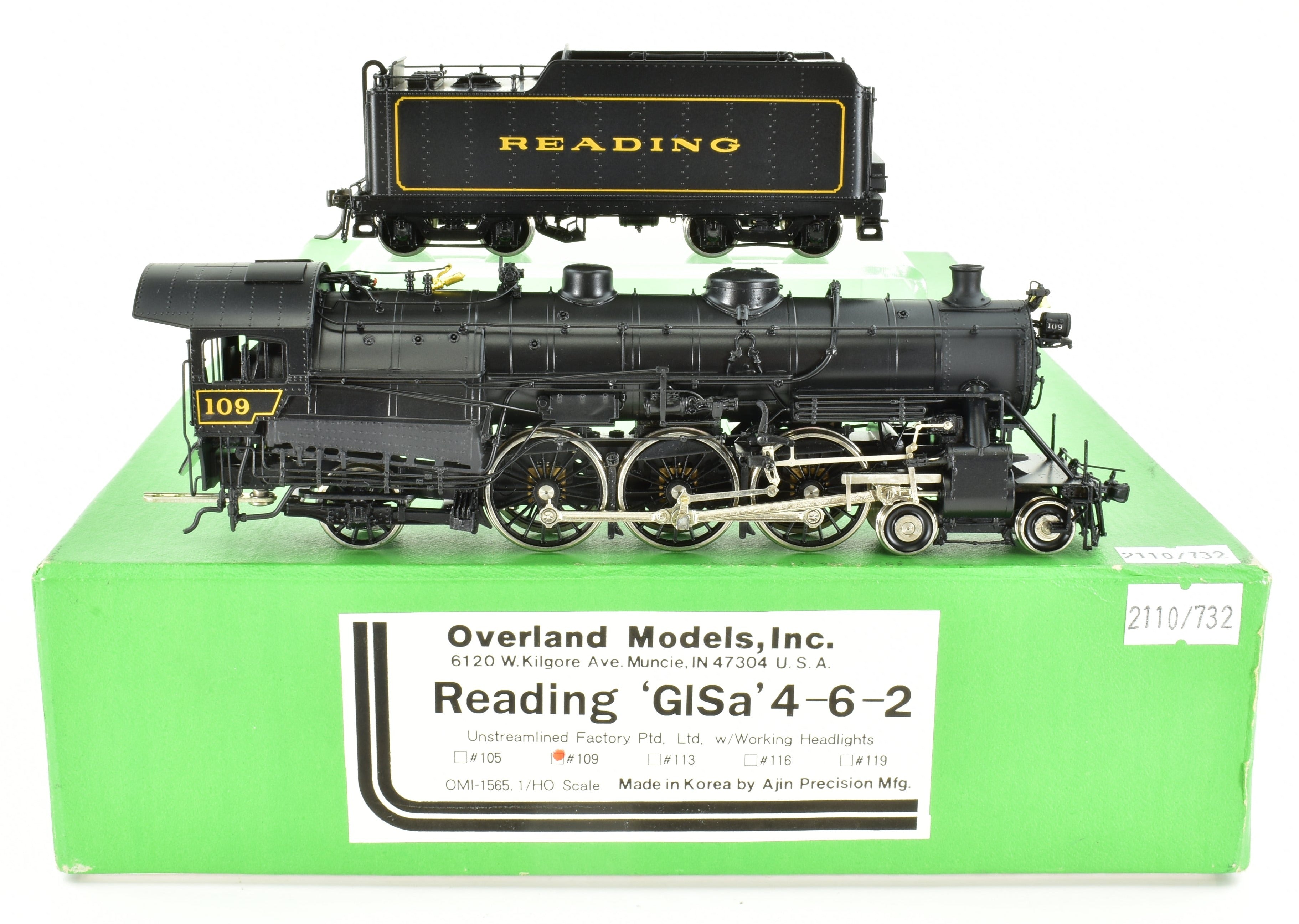 HO Scale Brass Model Train - Overland Models Reading G1Sa 4-6-2 FP Steam Locomotive No. 109