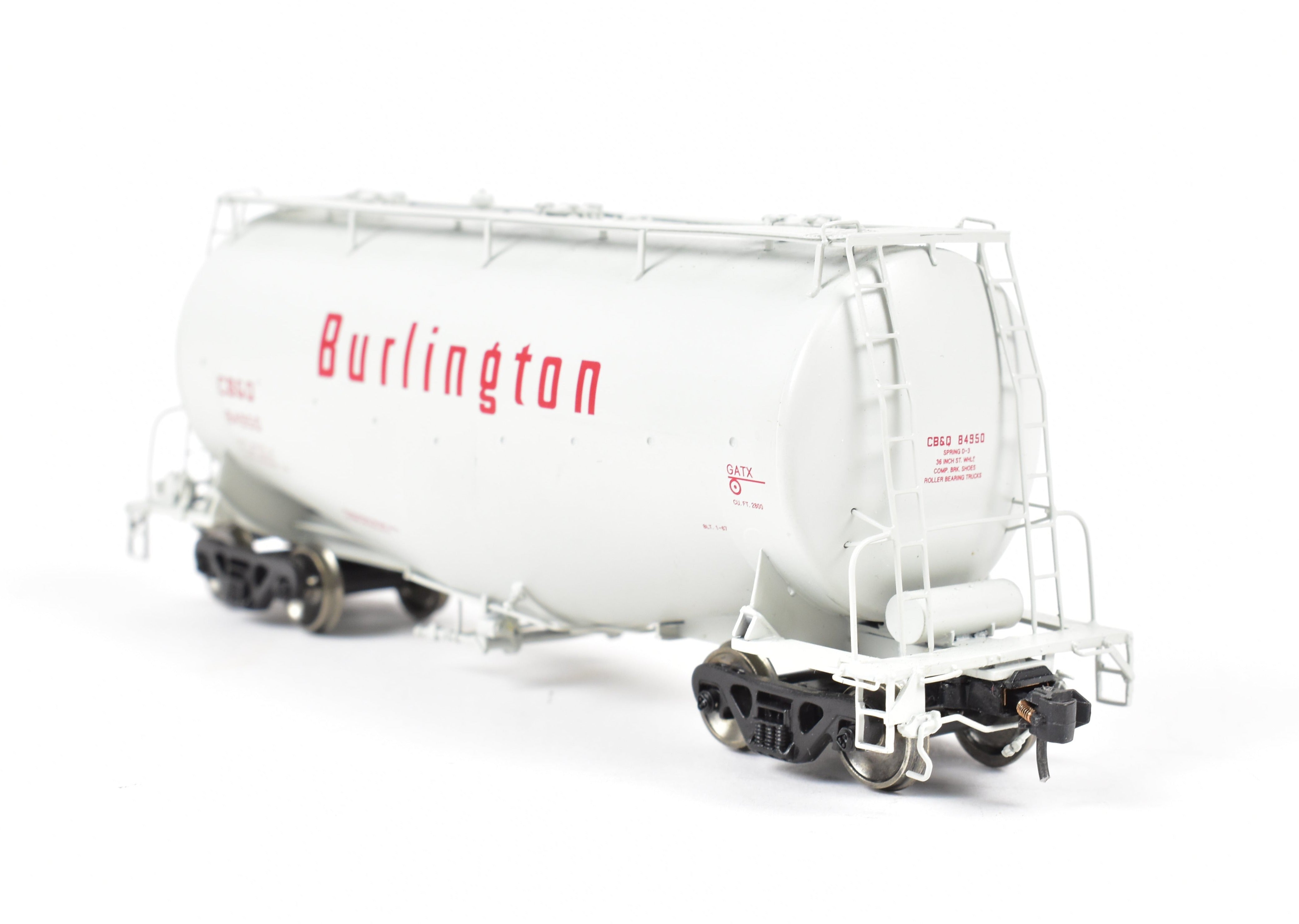 High - Quality HO Scale Brass Construction CON Railway Classics CB&Q - Burlington Route GATX Pressure Slide Whale Belly Cement Hopper Model FP CB&Q 84950