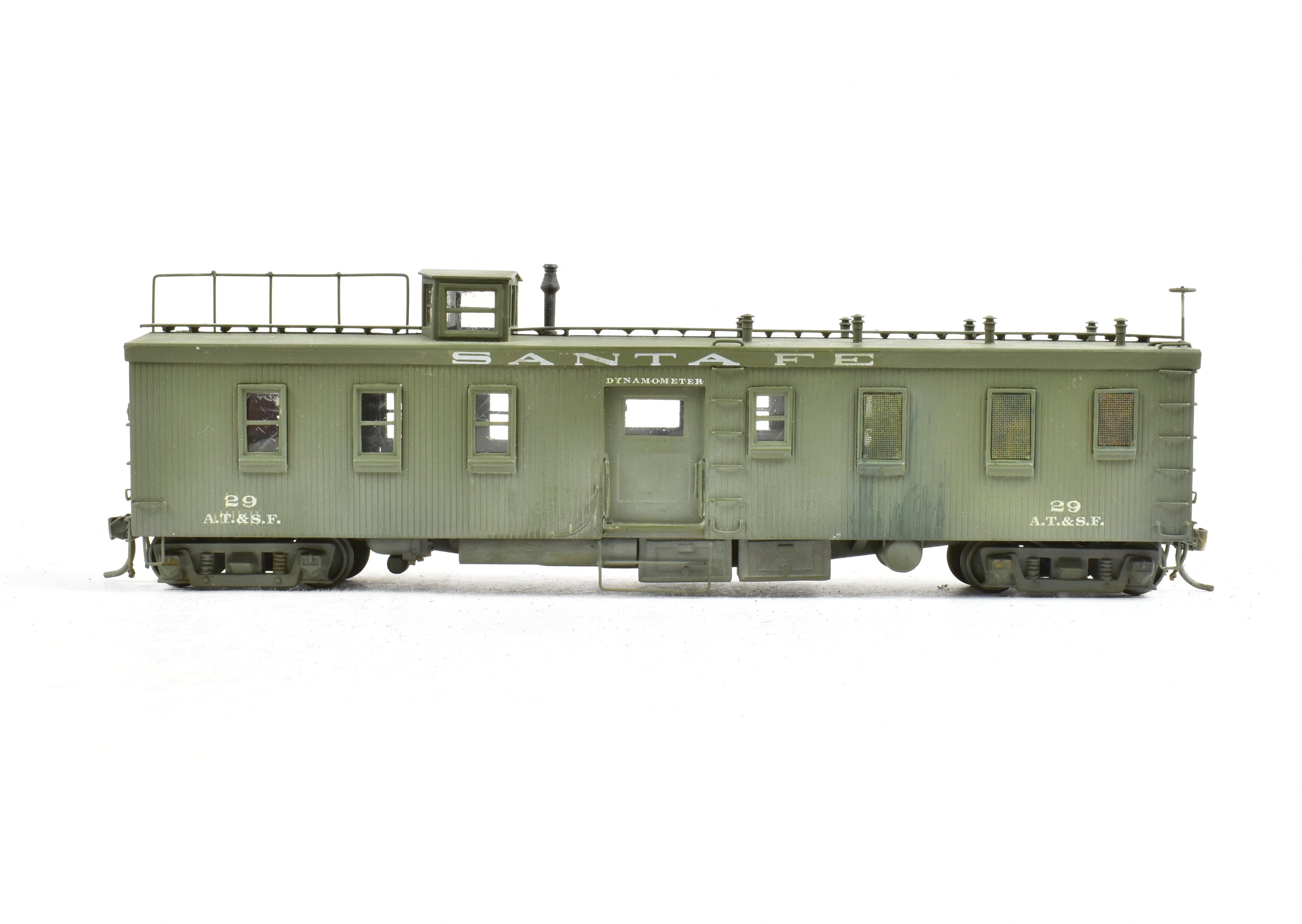 HO Scale Brass Hallmark Models ATSF - Santa Fe Dynamometer Car No. 29, Professionally Custom Painted and Artfully Weathered for Model Train Enthusiasts