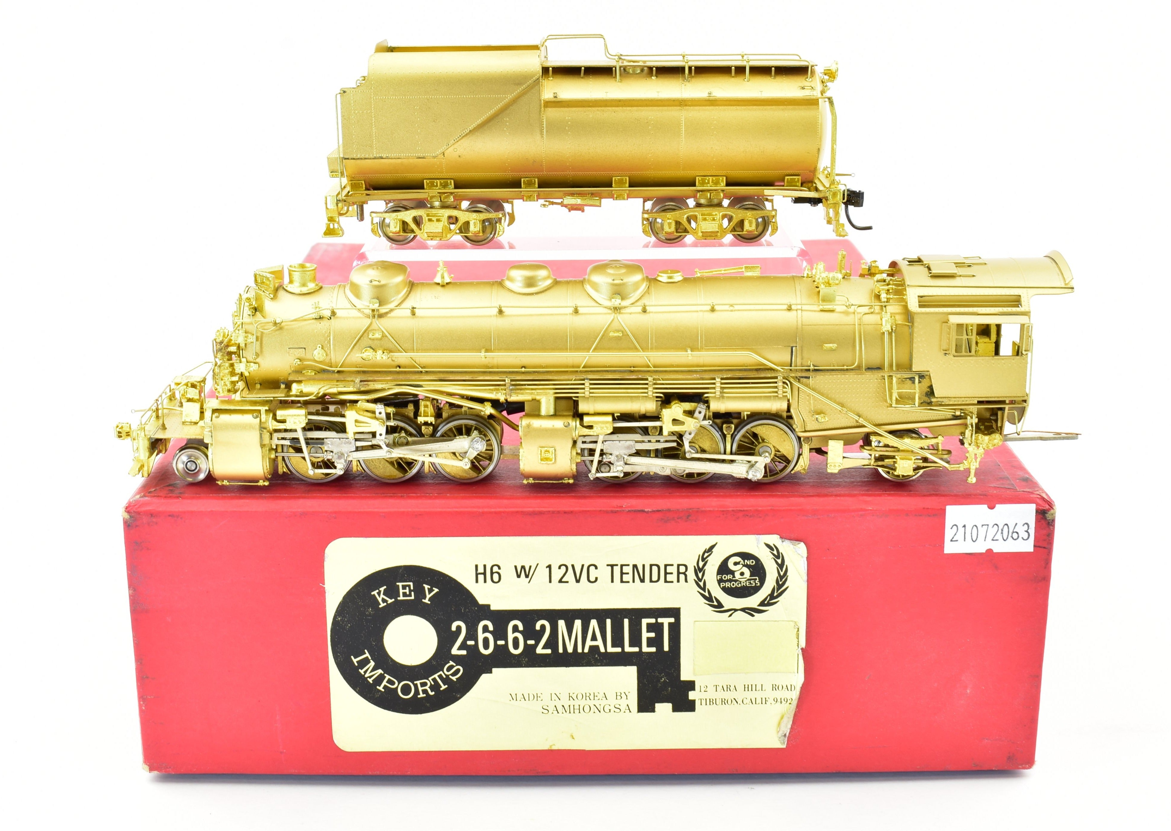 HO Scale Brass Key Imports Chesapeake & Ohio H-6 2-6-6-2 Mallet Steam Locomotive Model with 12VC Vanderbilt Tender
