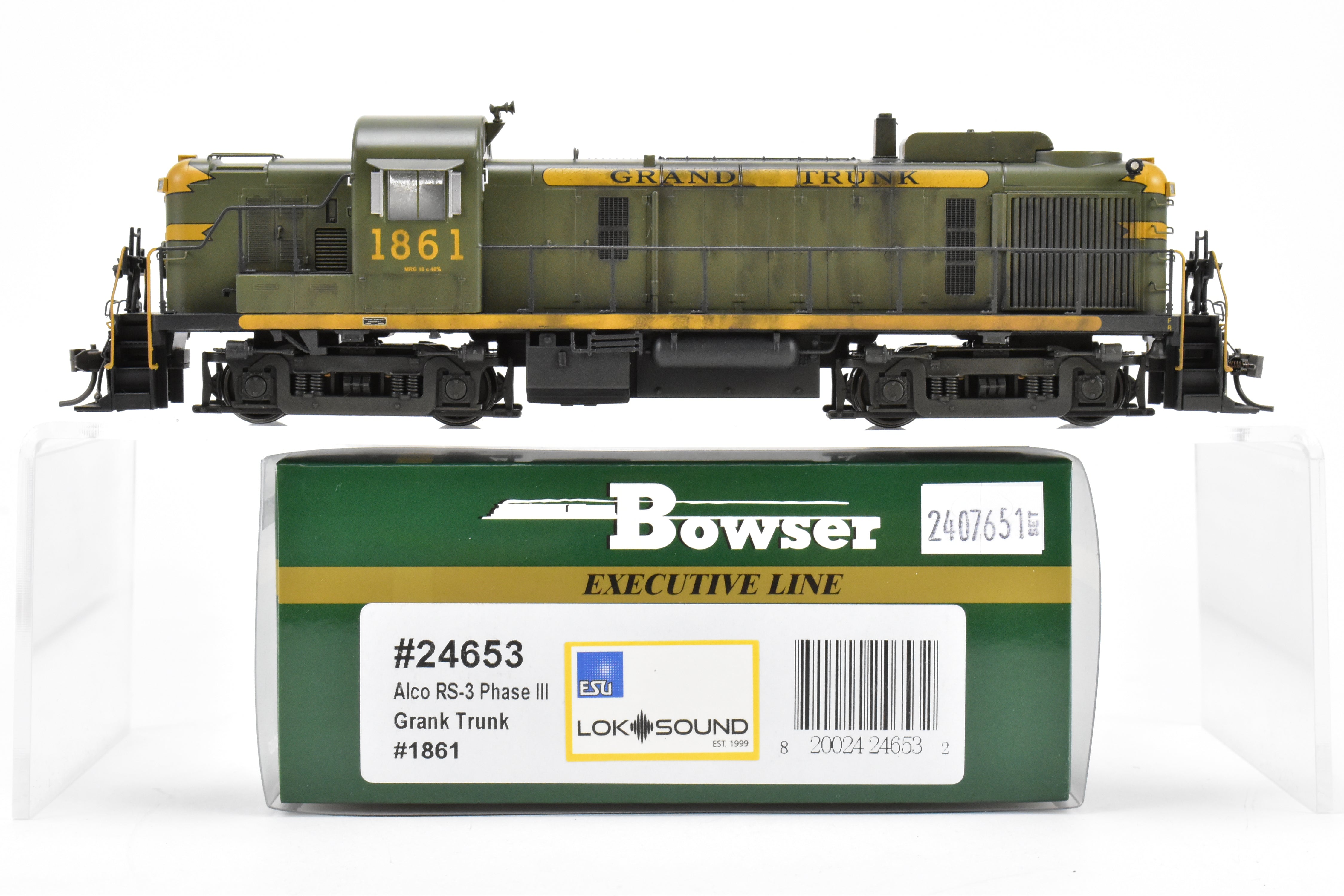 Bowser Executive Line GTW Grand Trunk Alco RS-3 Phase III, ESU DCC & Sound, #1861 Weathered