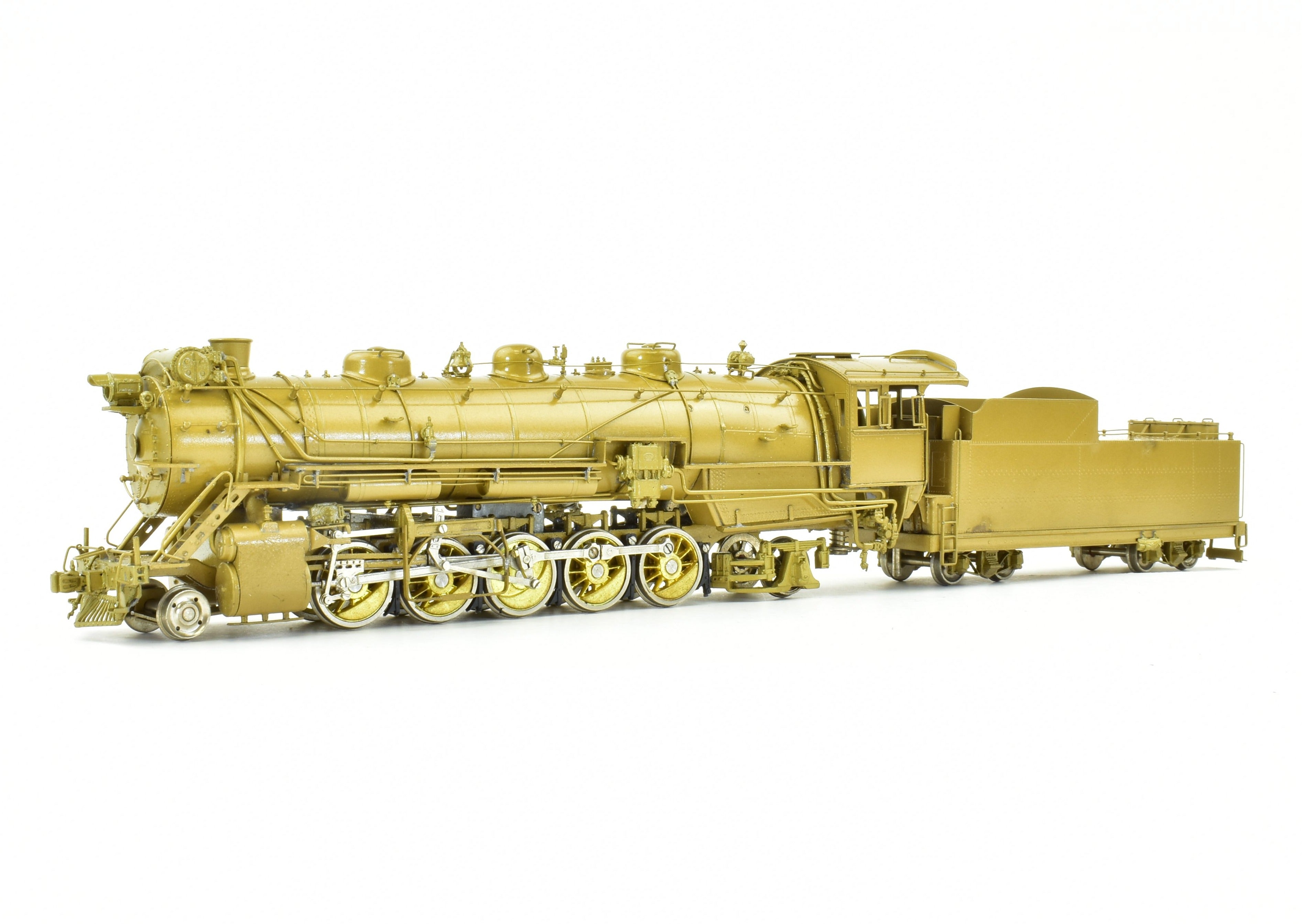 HO Scale Brass Model Train - Overland Models CB&Q - Burlington Route M-2a 2-10-2 Steam Locomotive with Elesco Feedwater Heater