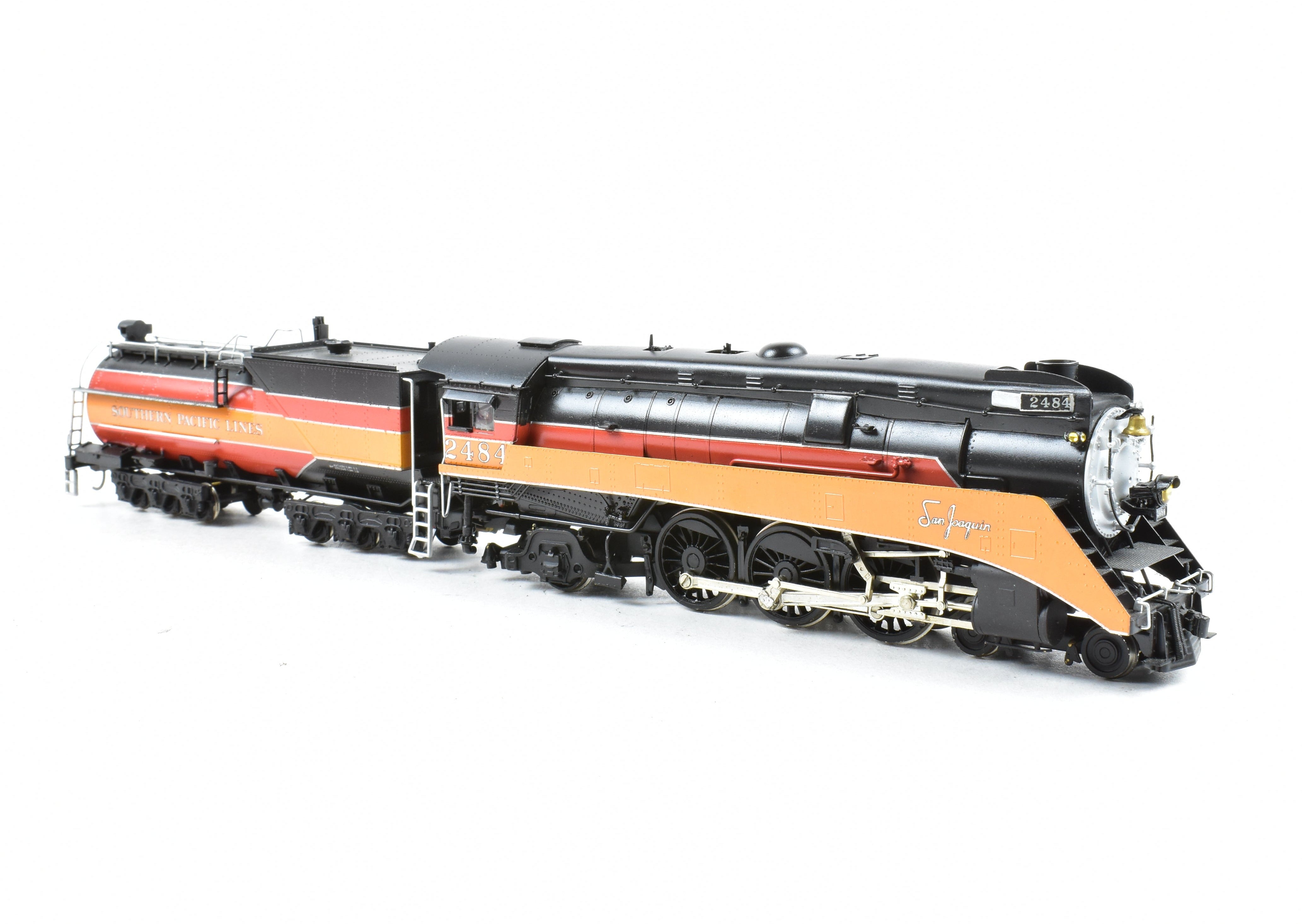 HO Scale Brass Model Train by Westside Model Co. - Southern Pacific Class P - 10 4 - 6 - 2 Streamlined Pro Painted Daylight No. 2484 with Can Motor Upgrade
