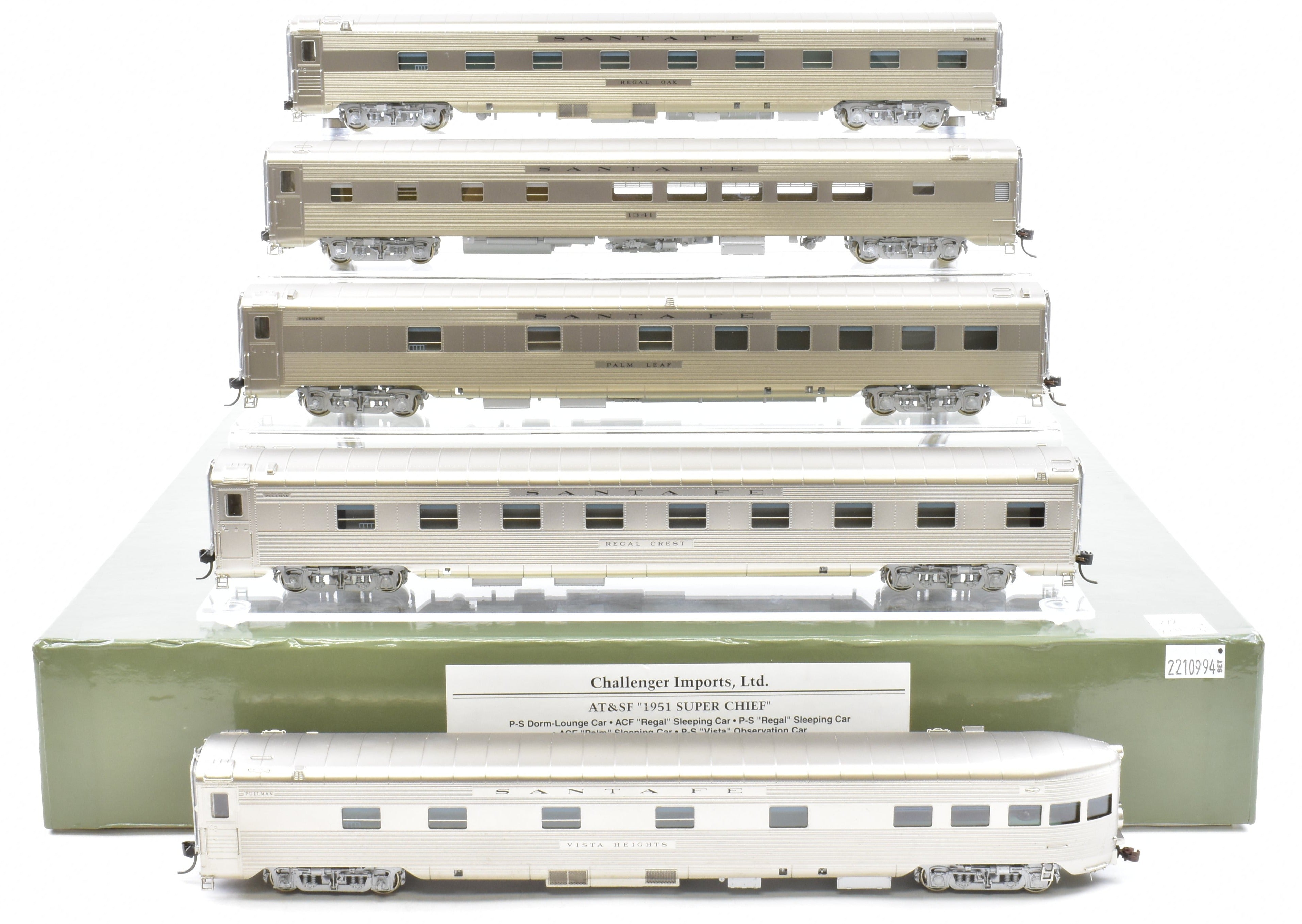 High - Quality HO Scale Brass Train Car Set - Challenger Imports ATSF - Santa Fe 1951 Super Chief 10 - Car Collection