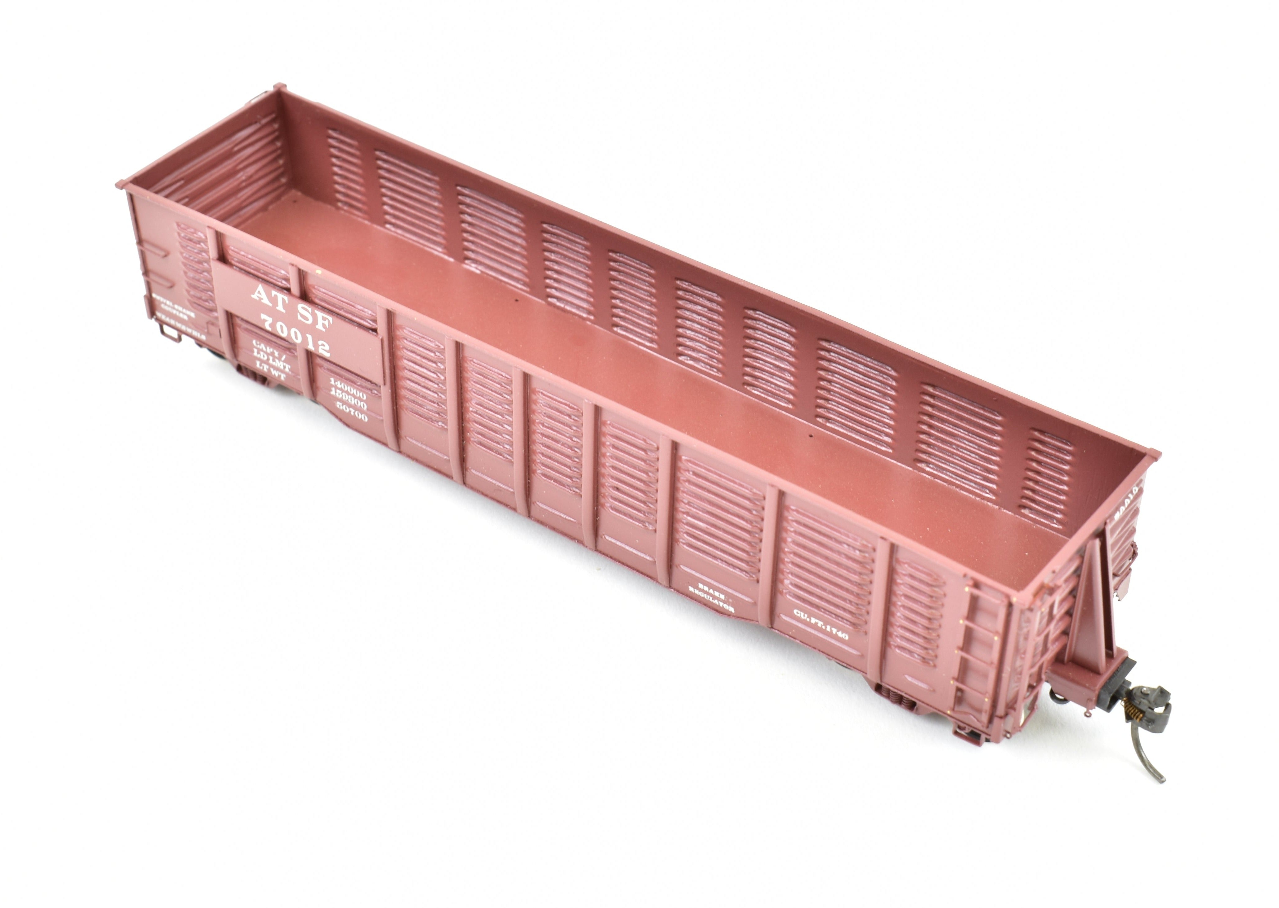 HO Scale Brass Gondola Model by OMI - Overland Models, Inc., ATSF - Santa Fe 100 Ton Pro - Painted Gondola with Road Number 70012