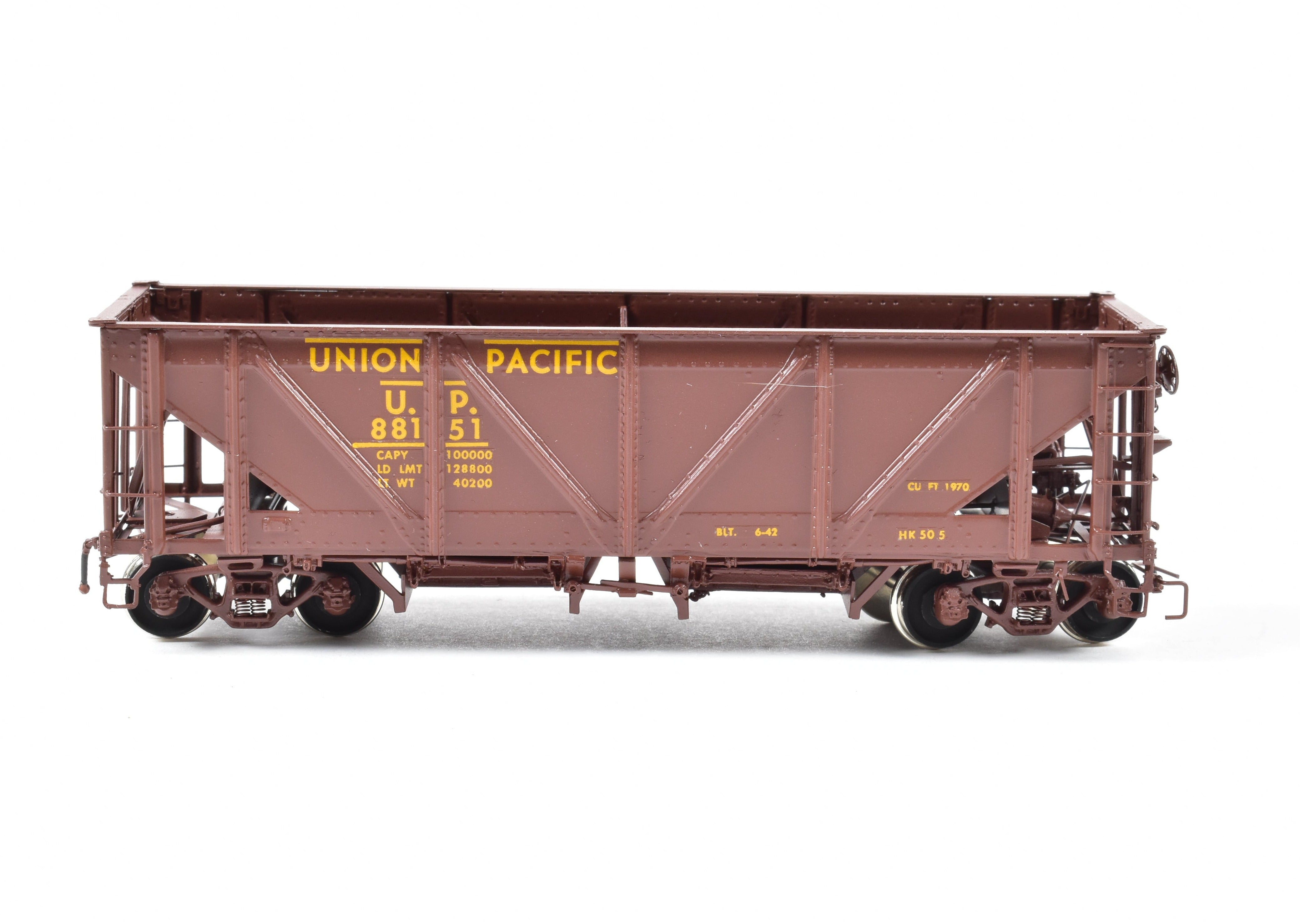 HO Scale Brass Freight Car - OMI (Overland Models, Inc.) Union Pacific Hart Selective Ballast & Coal Car HK - 50 - 5 FP, Ideal for Model Railroading