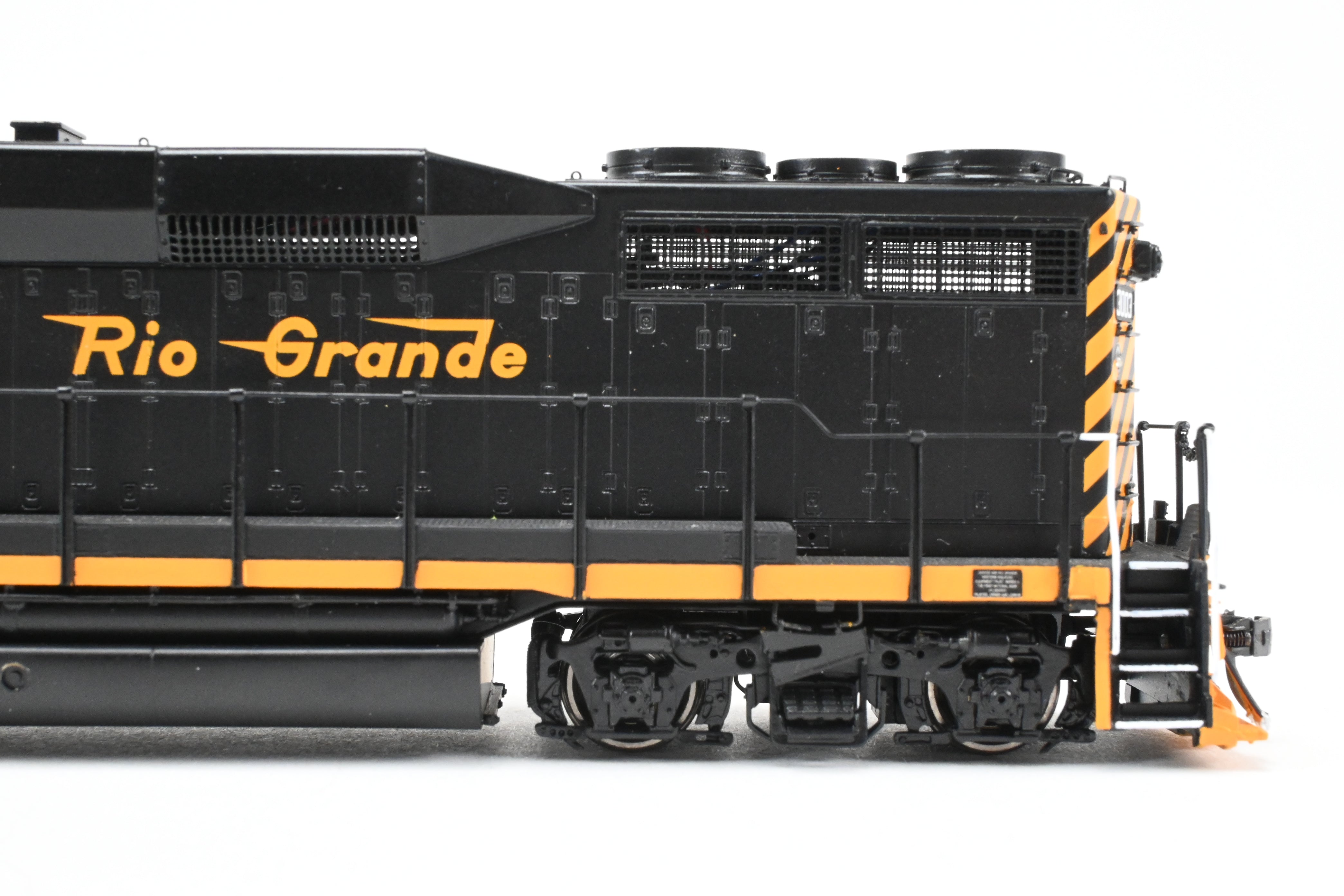 HO Scale Brass Diesel Locomotive Model - Overland Models, Inc. Denver And Rio Grande Western EMD GP30 FP in Black/Orange Color, Numbered #3003, Equipped with DCC & Sound