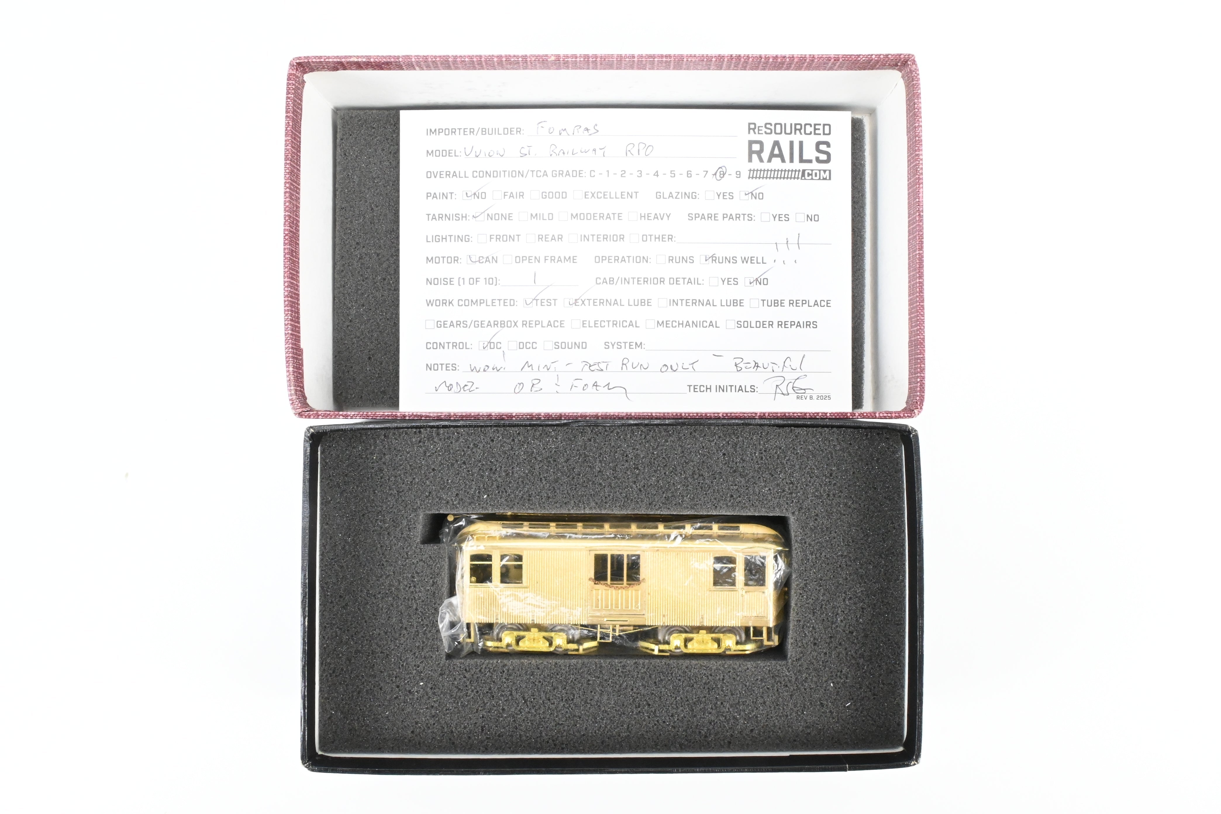 1980s HO Scale Brass Union Street Railway RPO Motor Model by Fomras