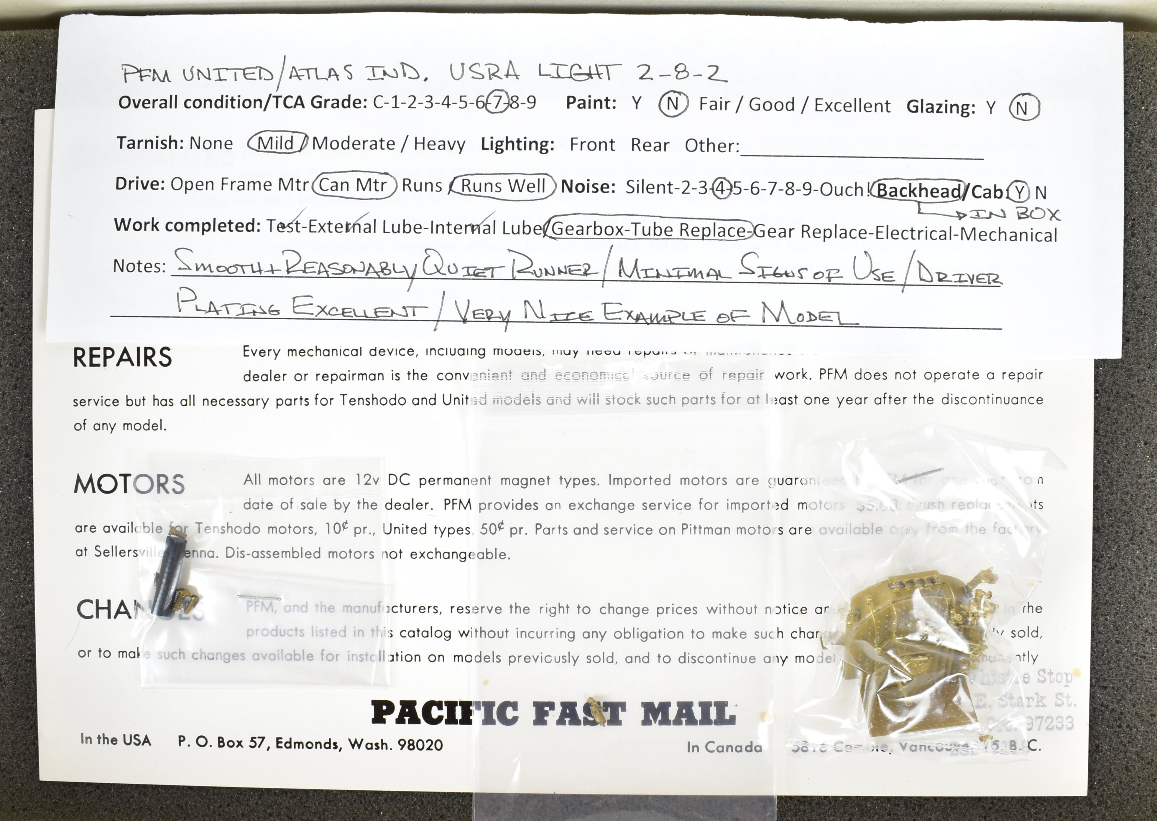 High - Quality HO Scale Brass Pacific Fast Mail (PFM) Model of United States Railway Administration (USRA) 2 - 8 - 2 Light Class Mikado Locomotive from 1977 Hi - Grade Run