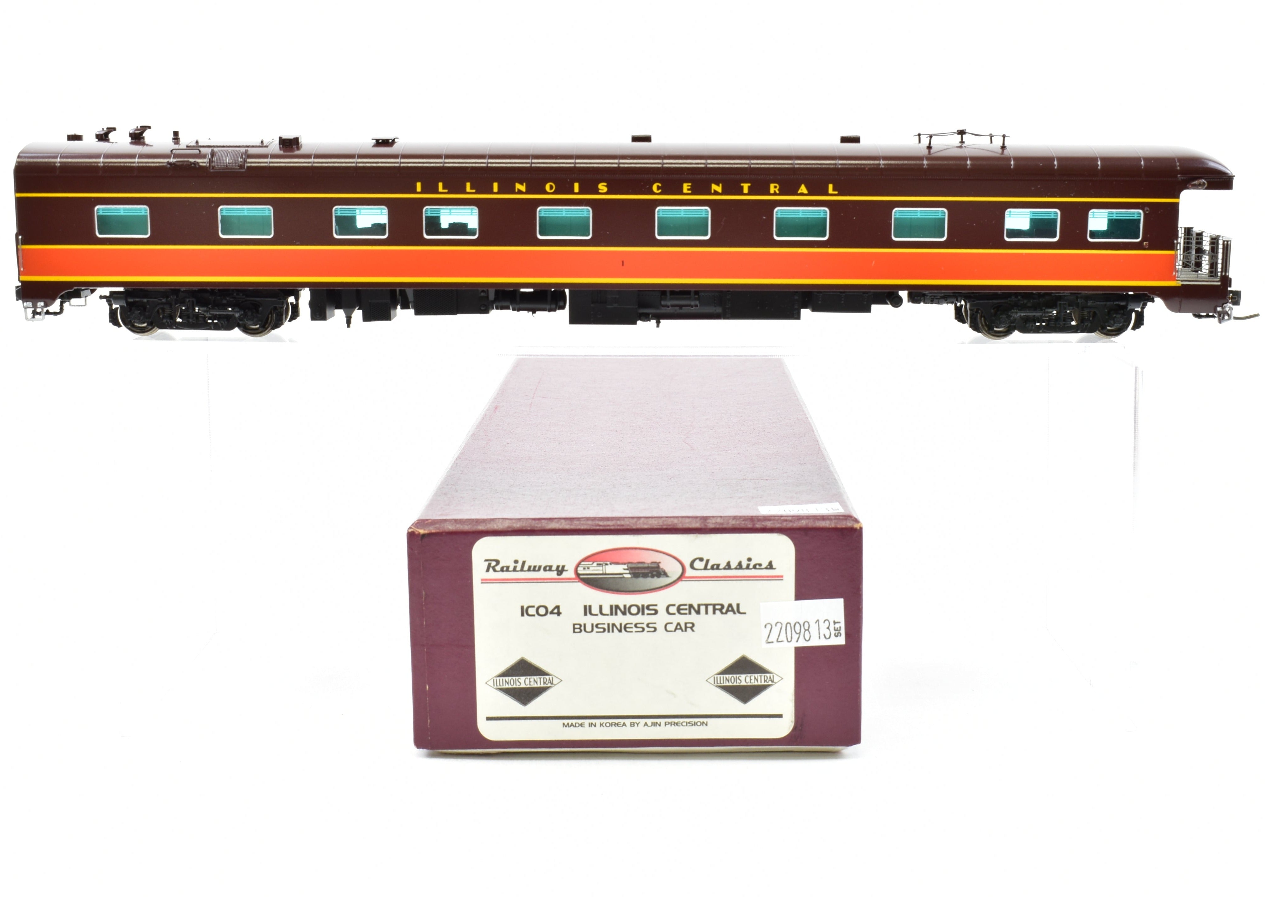 Illinois Central #1 HO Scale Brass Business Car, Factory Painted by Railway Classics