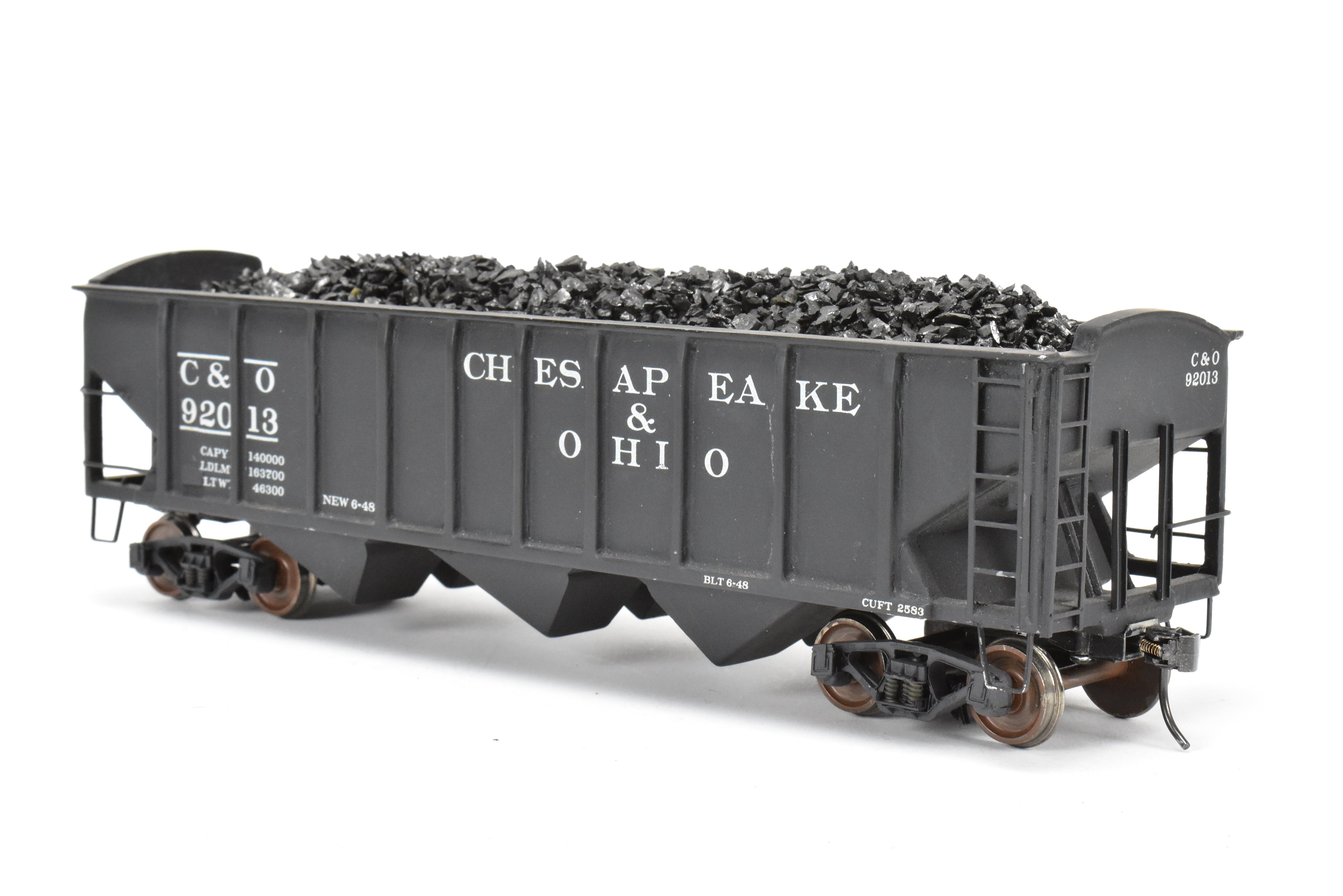 O Scale Brass Model Train - US Hobbies C&O (Chesapeake & Ohio) ACF Welded Triple Hopper, Custom Painted with Number 92013 and No Original Packaging