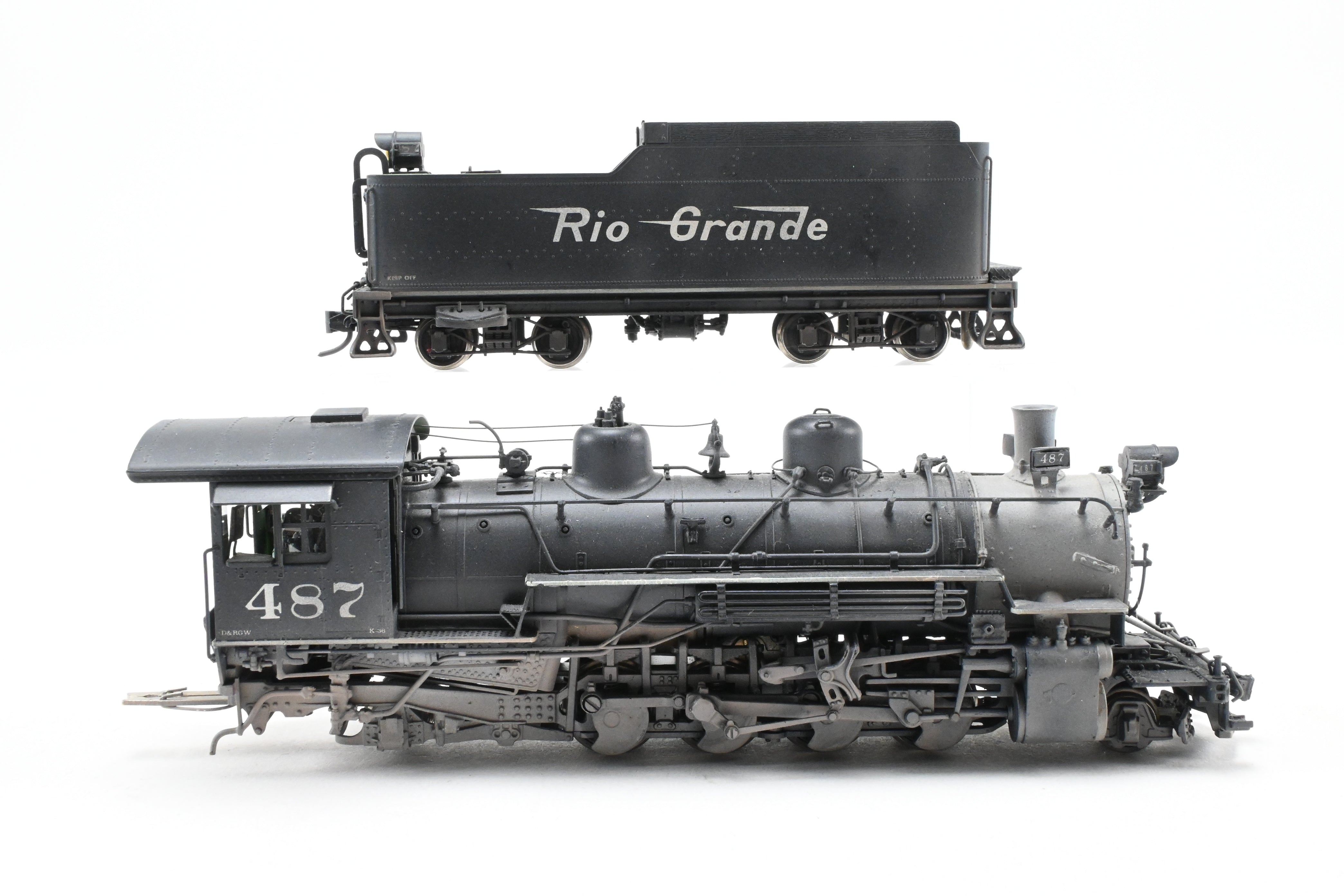HOn3 Scale Brass Precision Model Train - Denver & Rio Grande Western K-36 CP No. 487 Flying Grande with Weathered Finish by Precision Scale Co.