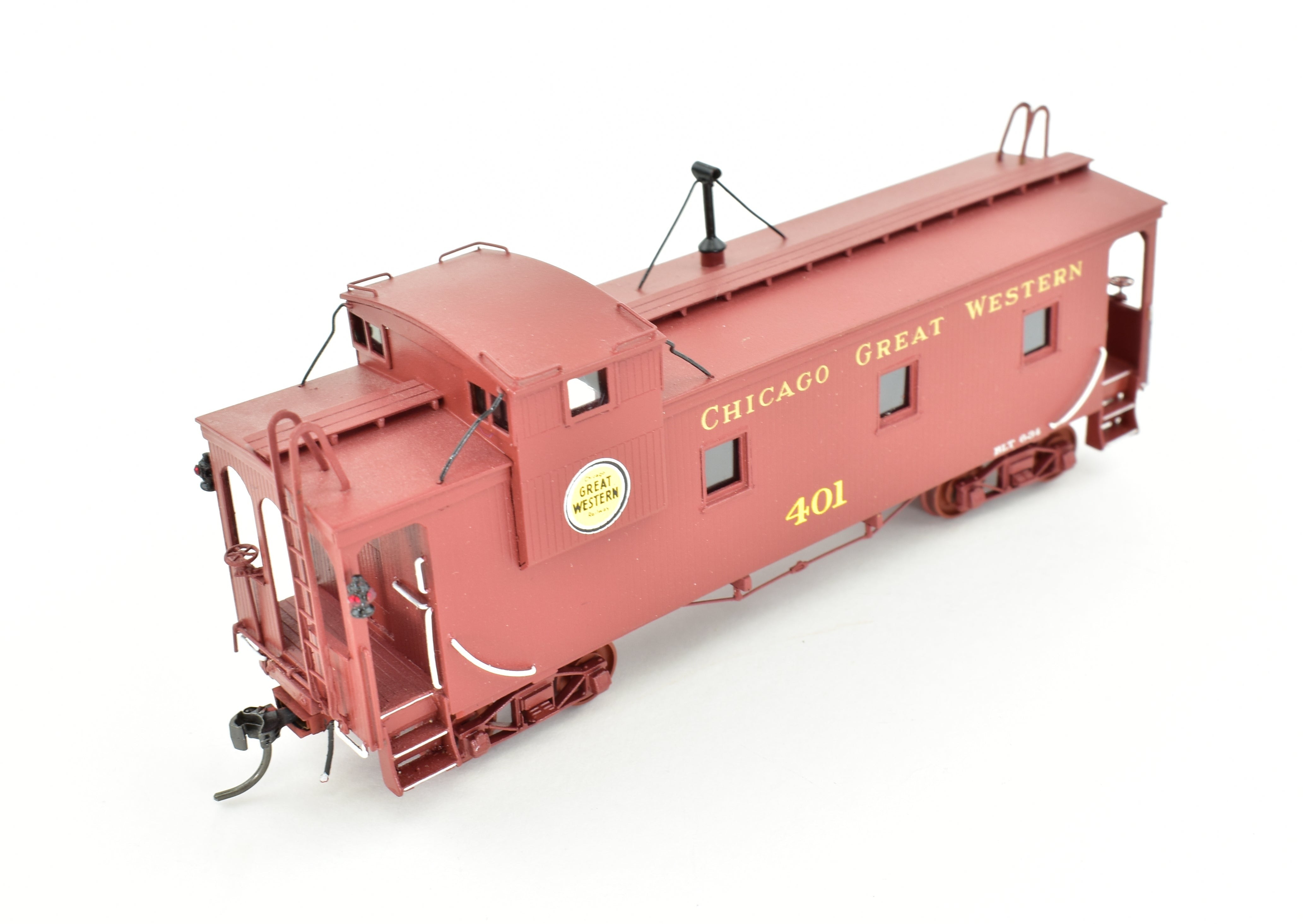 HO Scale Brass Oriental Limited Chicago Great Western Caboose with Professionally Painted Finish