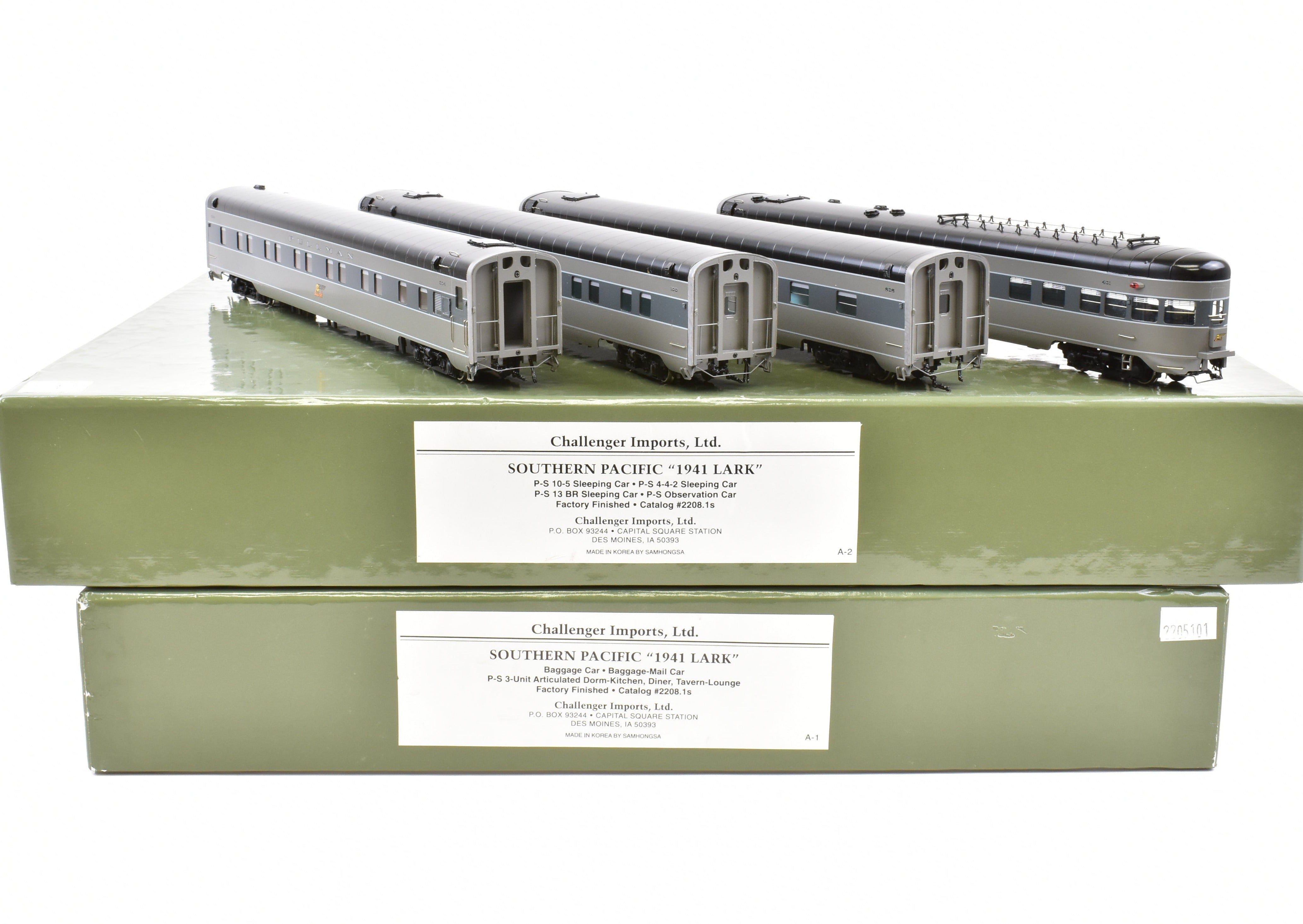 HO Scale Brass Model Train Set - Challenger Imports SP Southern Pacific 1941 Lark 9 - Car Collection Featuring Various Car Types