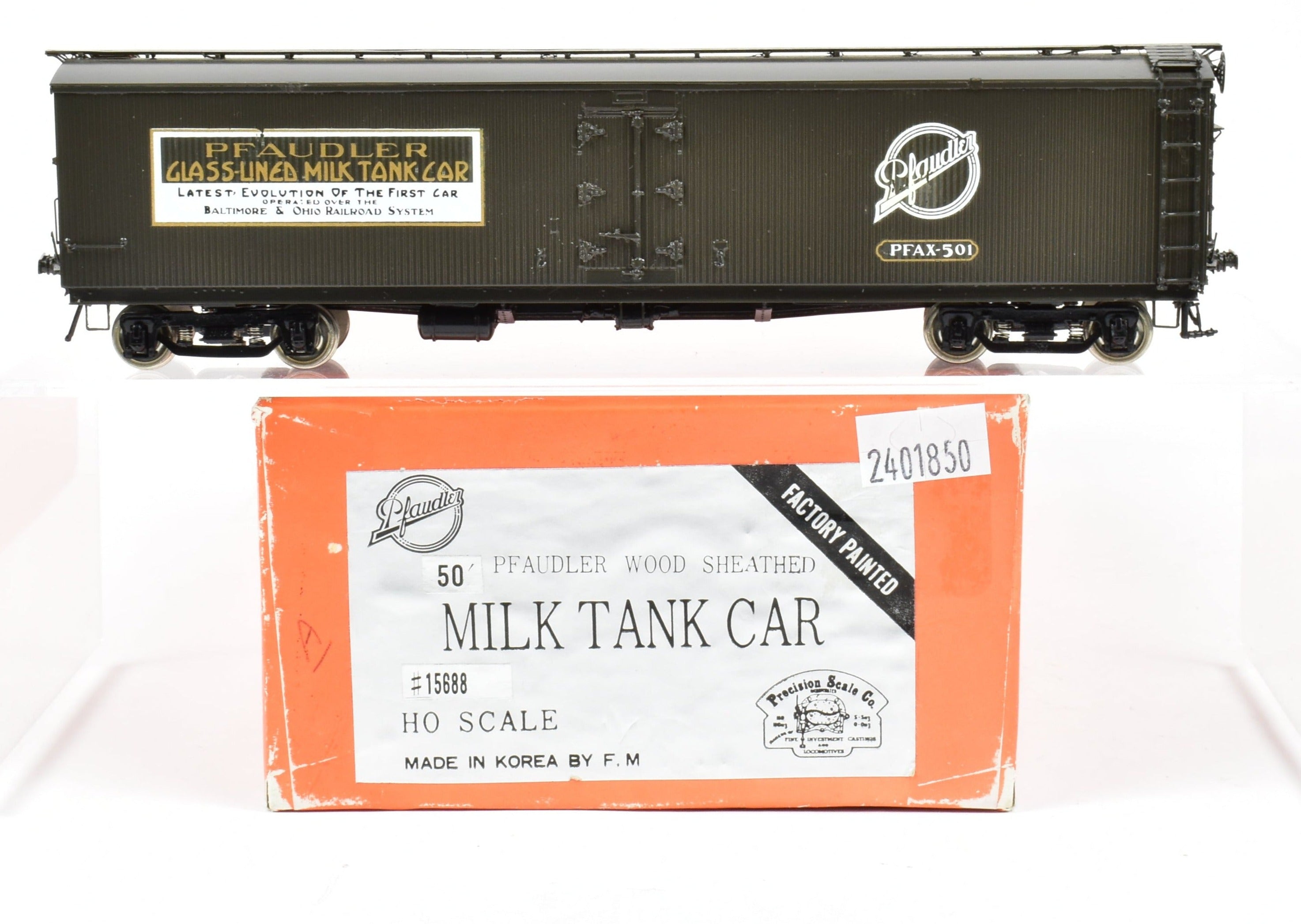 1987 HO Brass Precision Scale Co. 50' Pfaudler Milk Tank Car Model