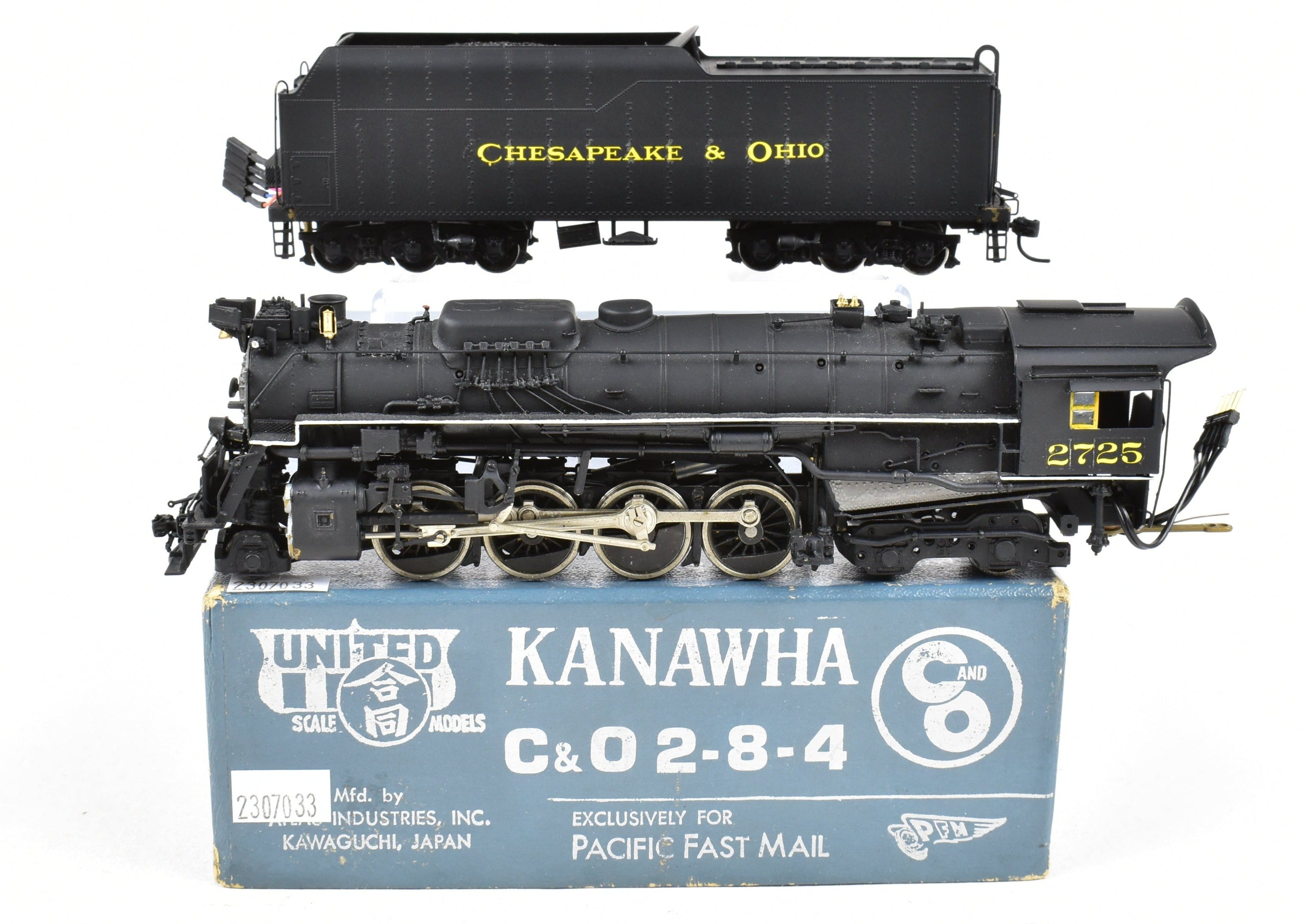 HO Scale Brass PFM Chesapeake & Ohio 2-8-4 Kanawha #2725 Custom Painted DCC Model