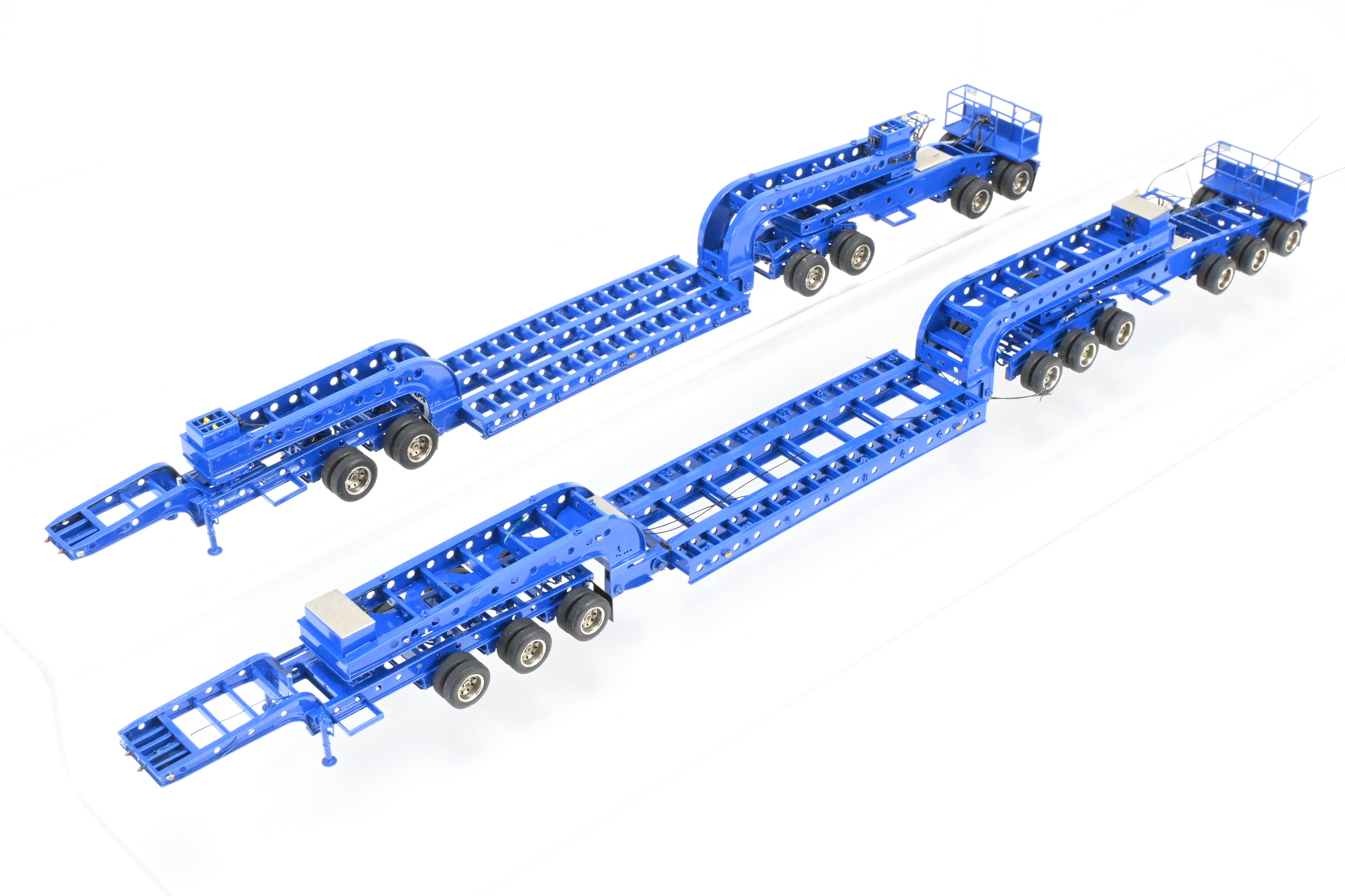 HO Scale Brass Construction OMI - Overland Models, Inc. Nelson Miller Transfer Extremely Rare One-of-a-Kind Pilot Models of 6-Axle and 9-Axle Heavy Haul Trailers in FP Blue, Never Produced