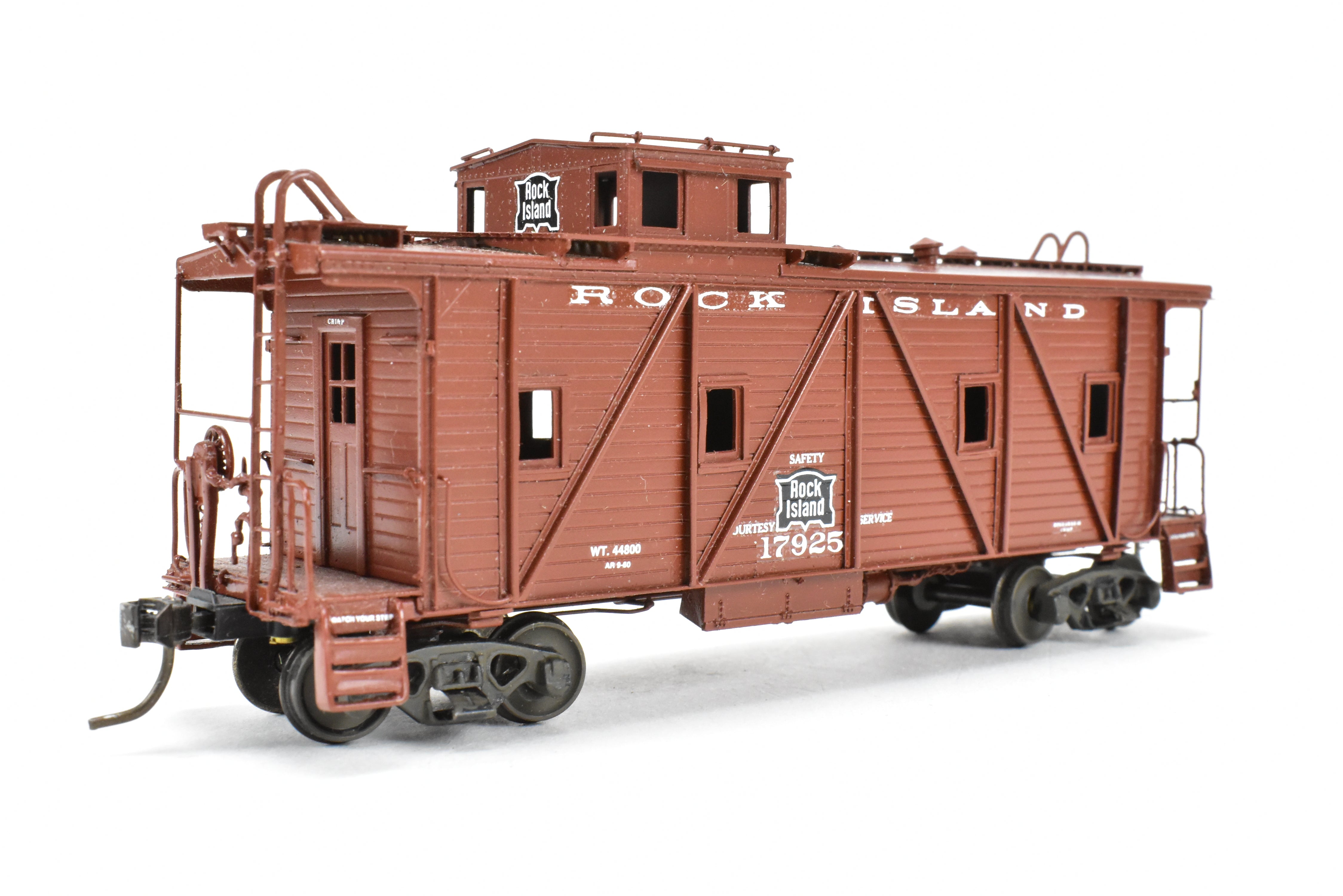HO Scale Brass Model Train - Overland Models, Inc. (OMI) CRI&P - Rock Island Outside Braced Wood Caboose CP No.17925 with Replacement Trucks
