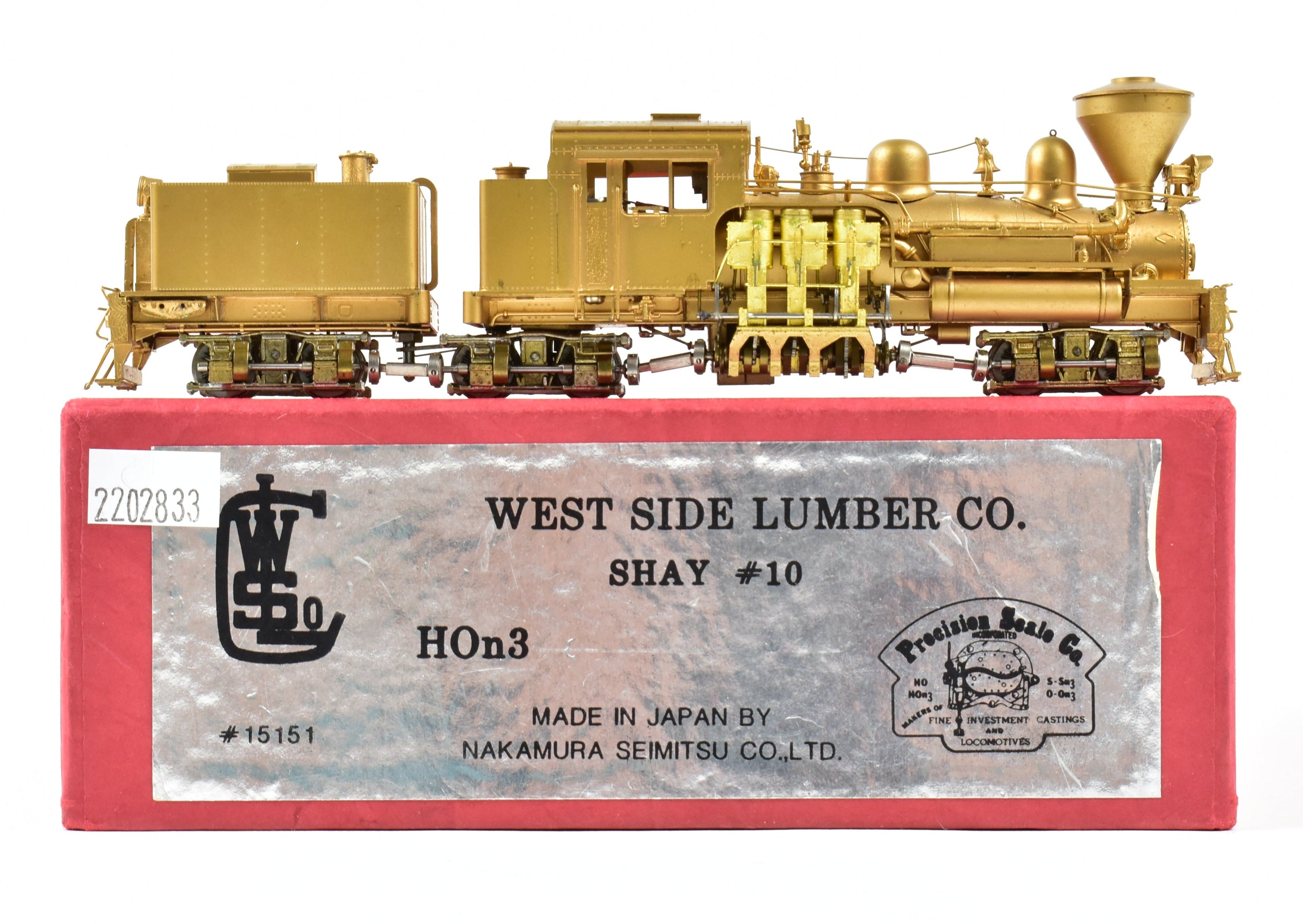 HOn3 Brass Precision Scale Co. Westside Lumber Co. 3-Truck Shay #10 Model