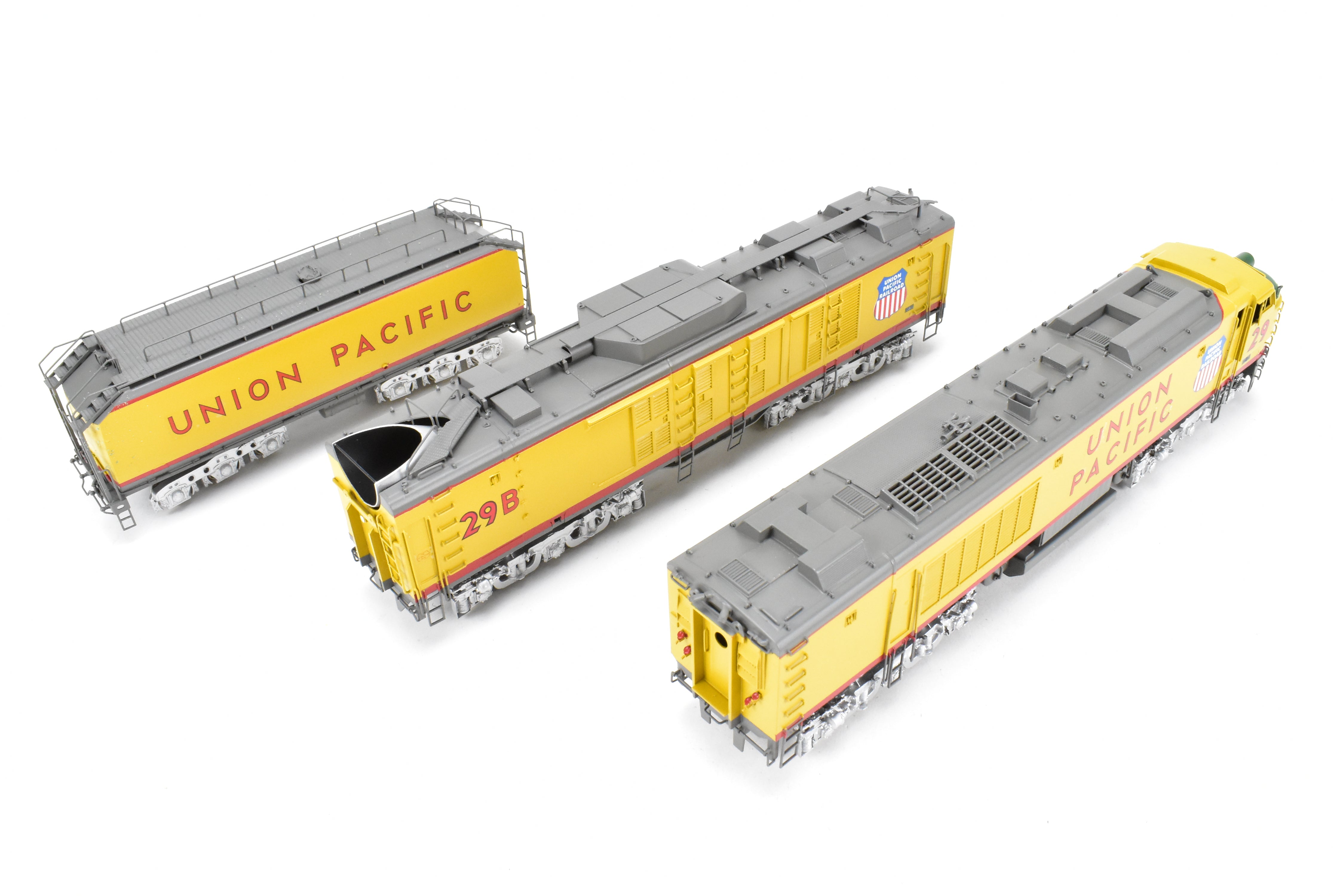 High - Quality HO Scale Brass Alco Models Union Pacific 3 - Unit Gas Turbine Electric Locomotive Set - Professionally Painted #29 & 29B