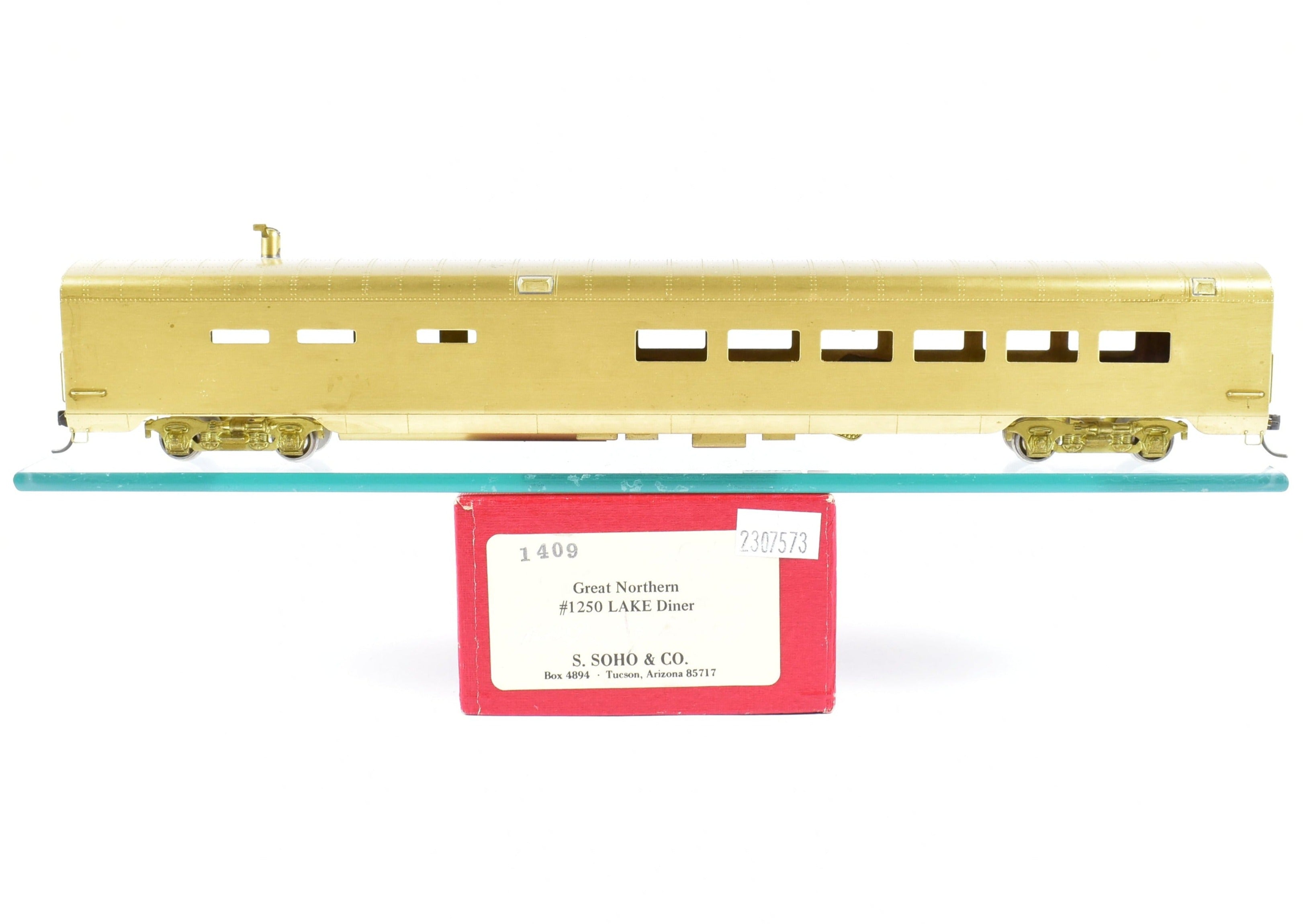 HO Scale Brass Dining Car Model - Great Northern #1250 Lake Series Diner by S. Soho & Co.