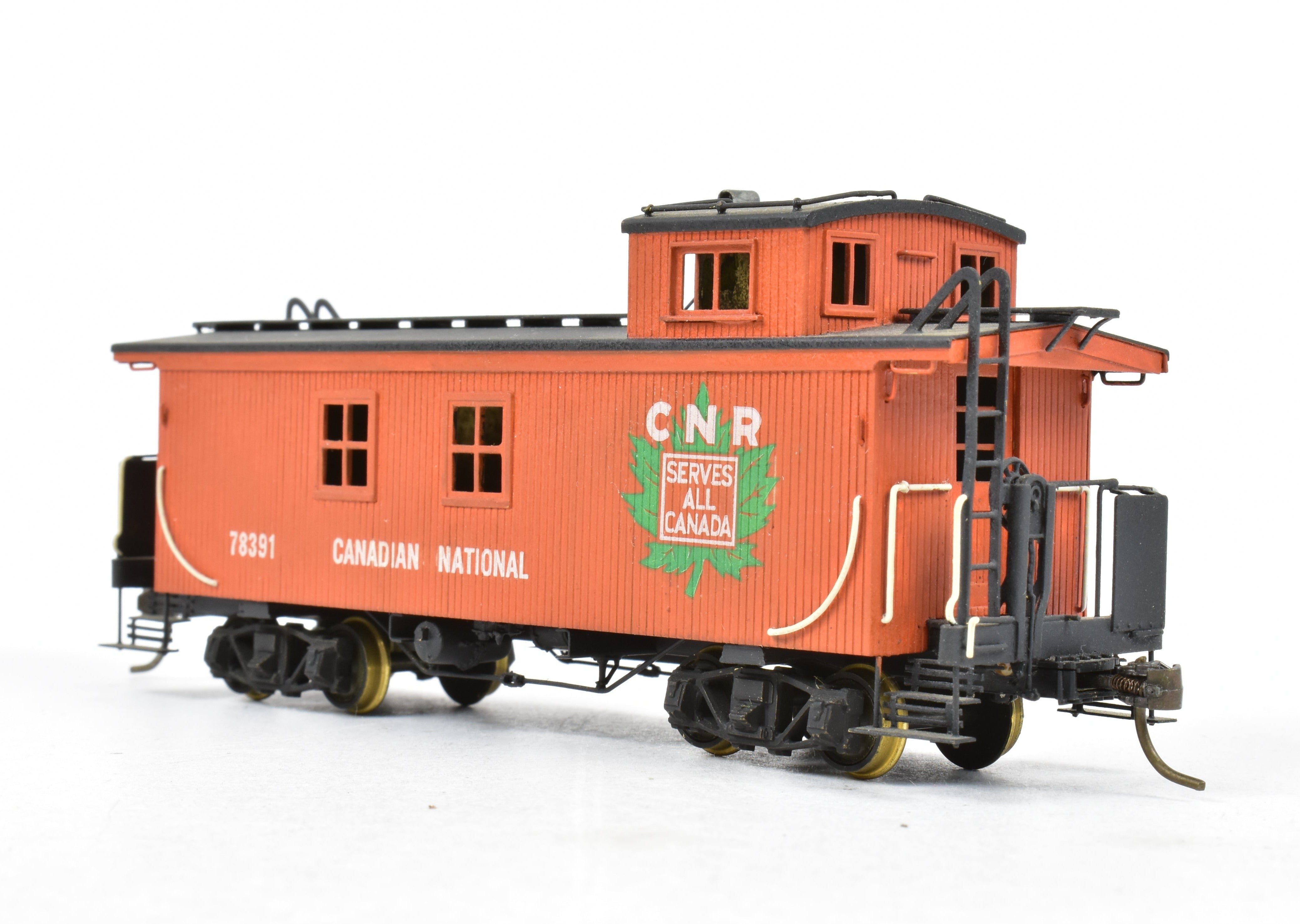 Custom Painted HO Brass PFM Canadian National Railway Wood Caboose #78391 by Van Hobbies