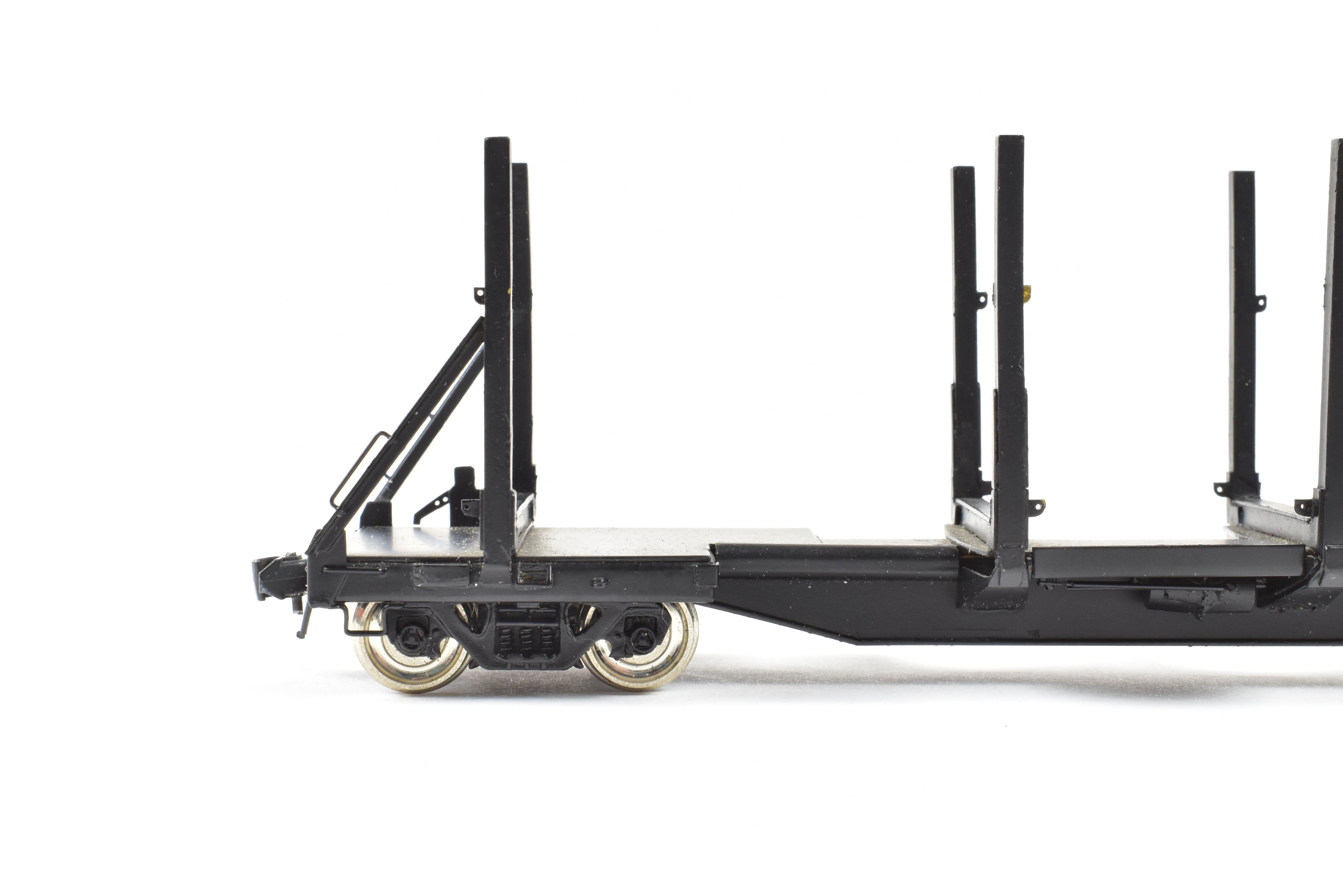 HO Scale Brass Precision Scale Co. 100-Ton Log Car FP in Black - A Variety of Road Models