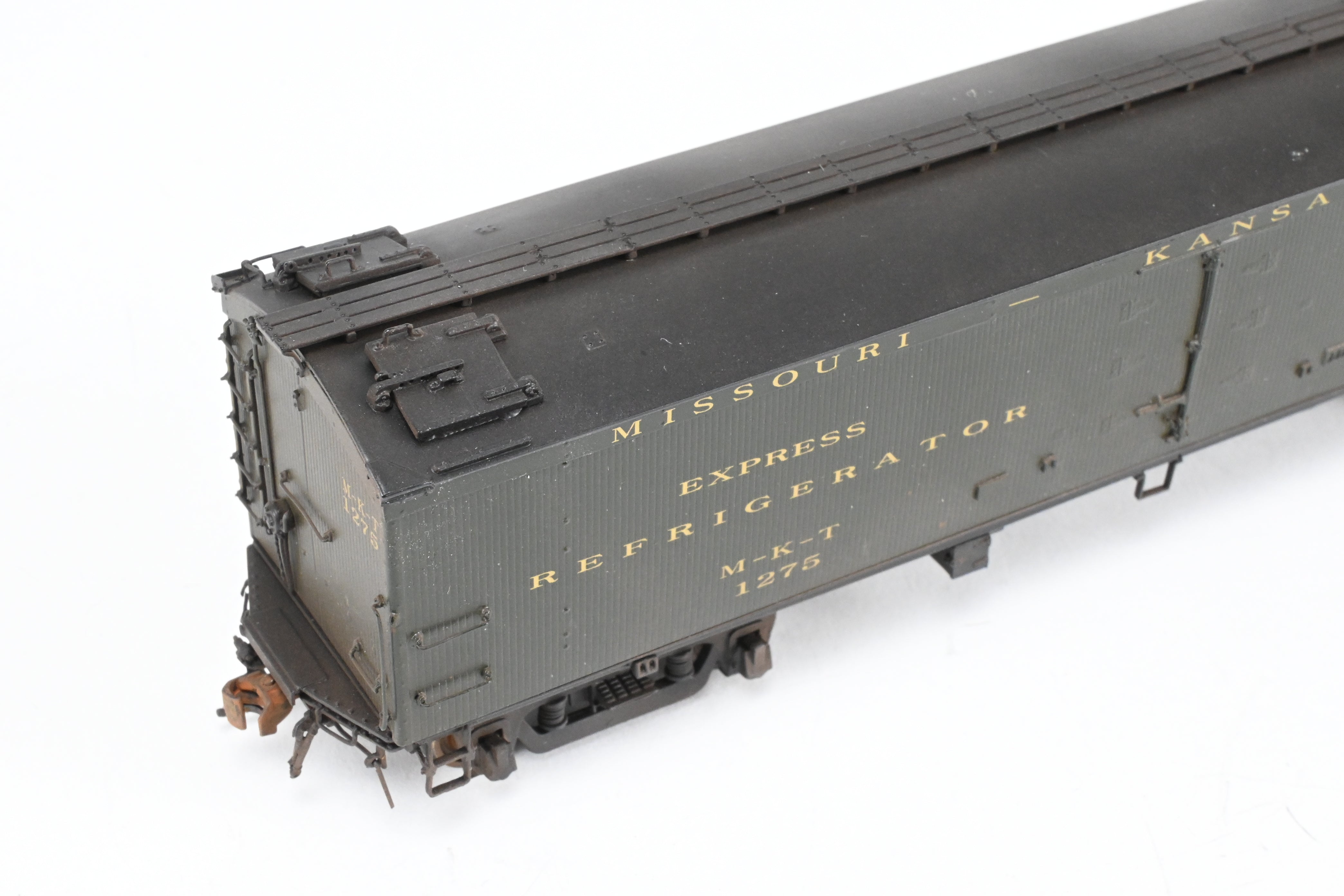 HO Scale Brass Precision Scale Co. Missouri Kansas Texas BR Class 53' 6 Reefer with Miner Brake System and FP - A High - Quality Model for Rolling Stock Fleet