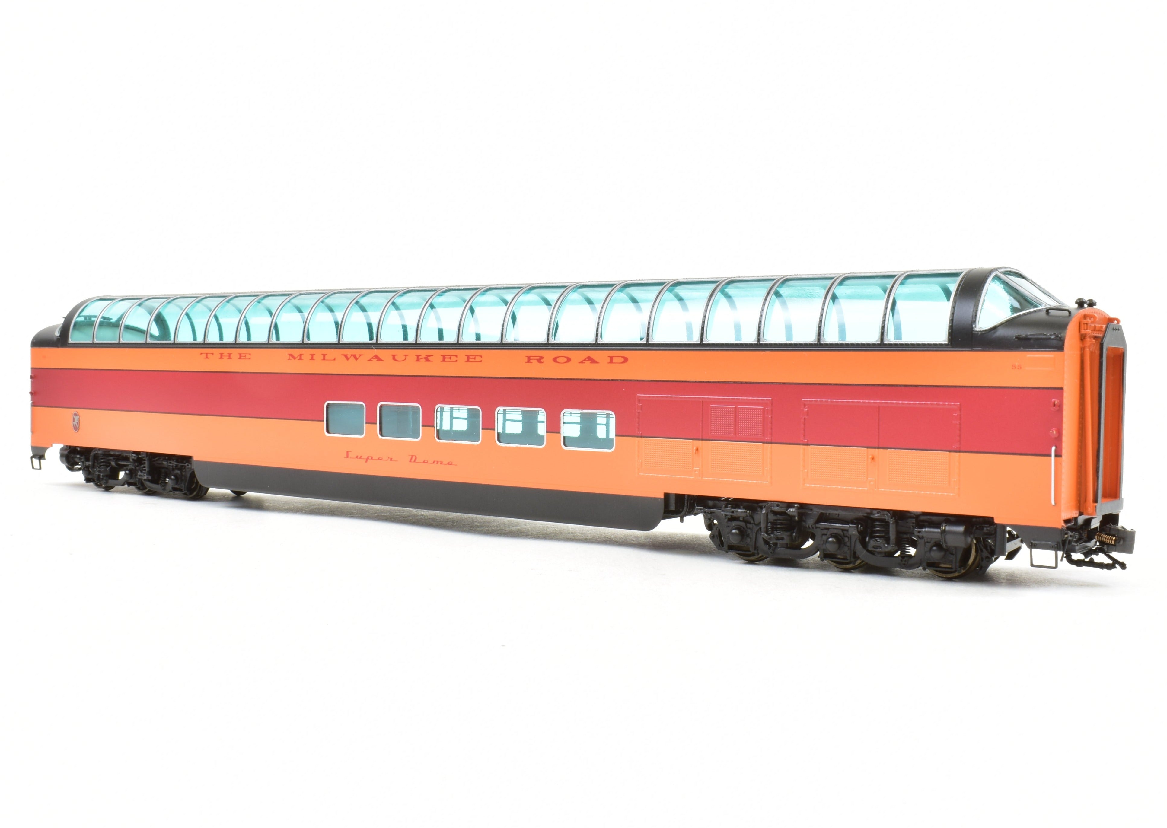 High - Quality HO Scale Brass Railway Classics Model of MILW - Milwaukee Road Super Dome Factory Painted with Road Number 55