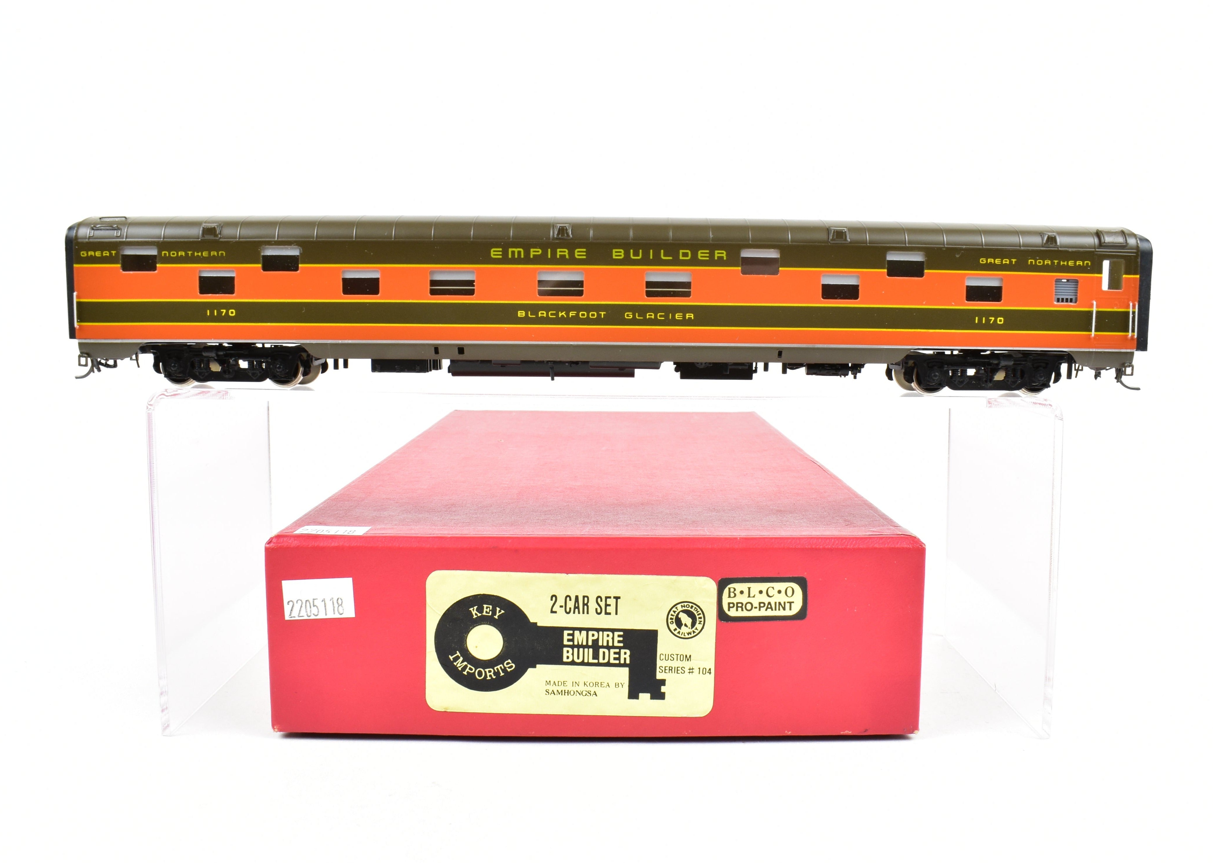 HO Scale Brass Key Imports GN - Great Northern Glacier Series Single Sleeper Car Professionally Painted for Collectors