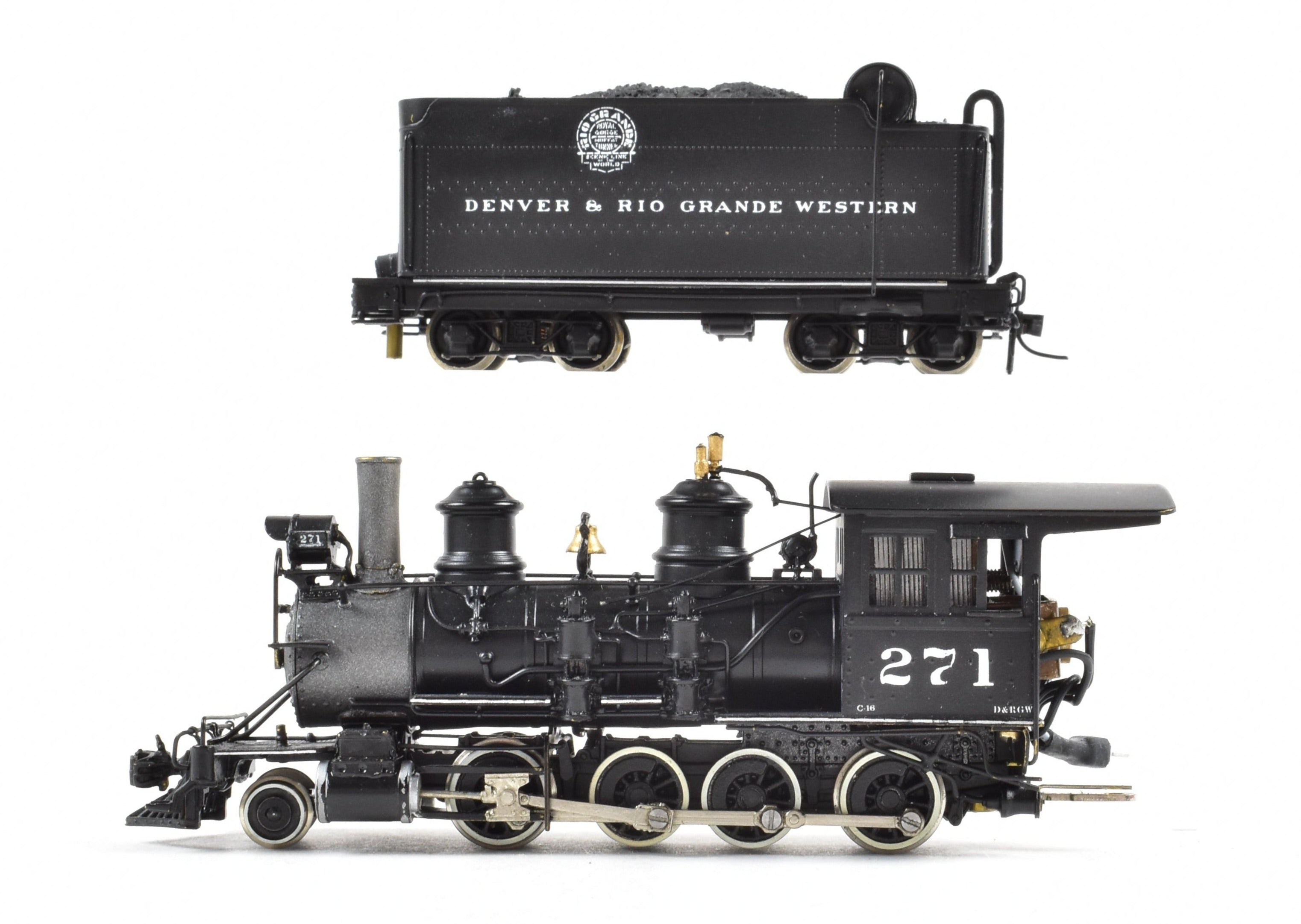 HOn3 Brass Westside D&RGW C-16 2-8-0 #271 with SoundTraxx Tsunami DCC