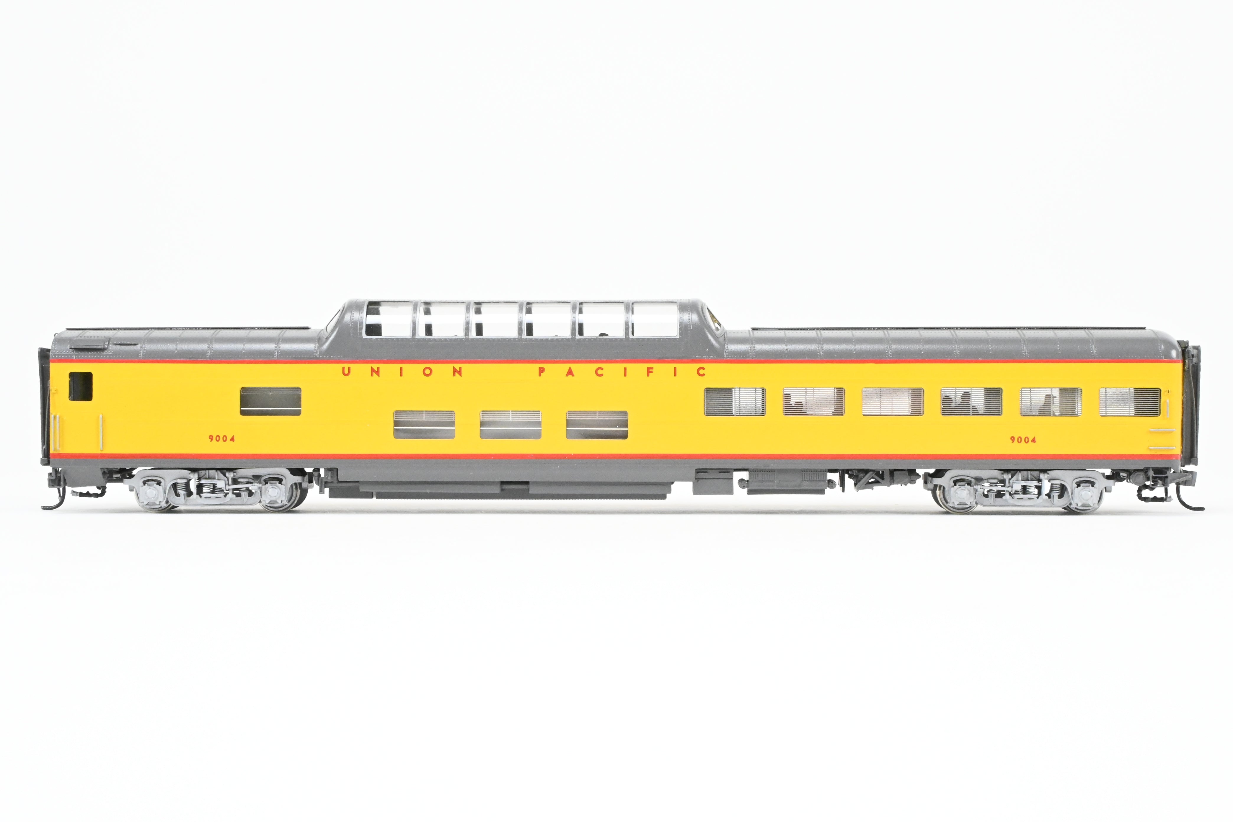 HO Scale Brass Model by Wasatch Model Co. - Union Pacific ACF 1955 9000 Series Dome Lounge Observation Car Modified for Mid - Train Service, Specifically Model C/P #9004