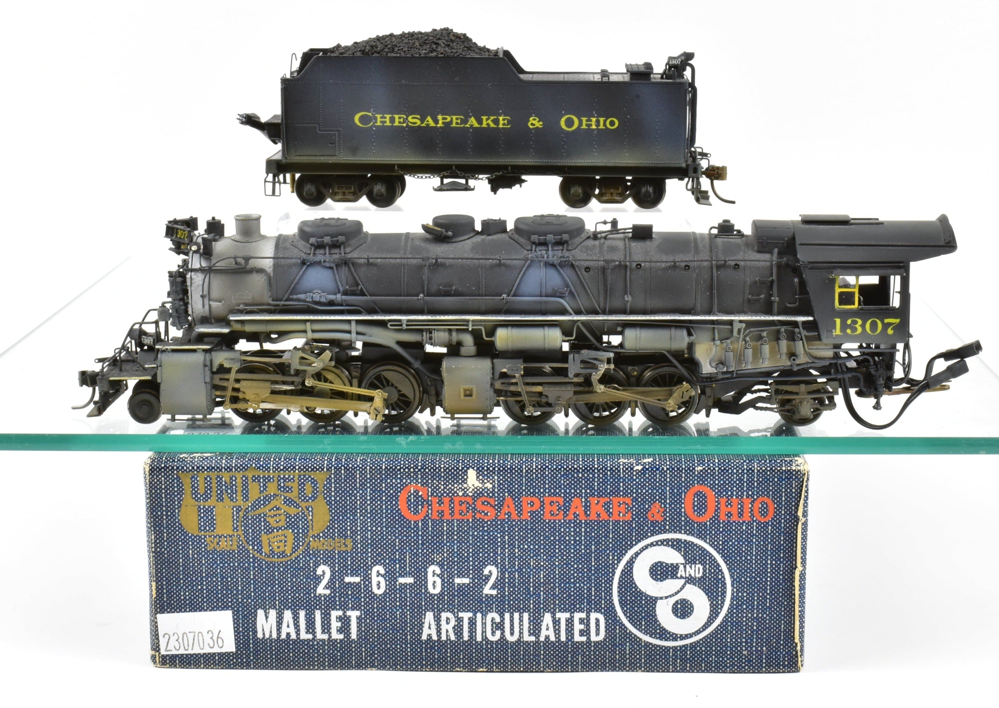 HO Brass PFM Chesapeake & Ohio 2-6-6-2 Mallet 1307 with DCC, Sound & Can Motor