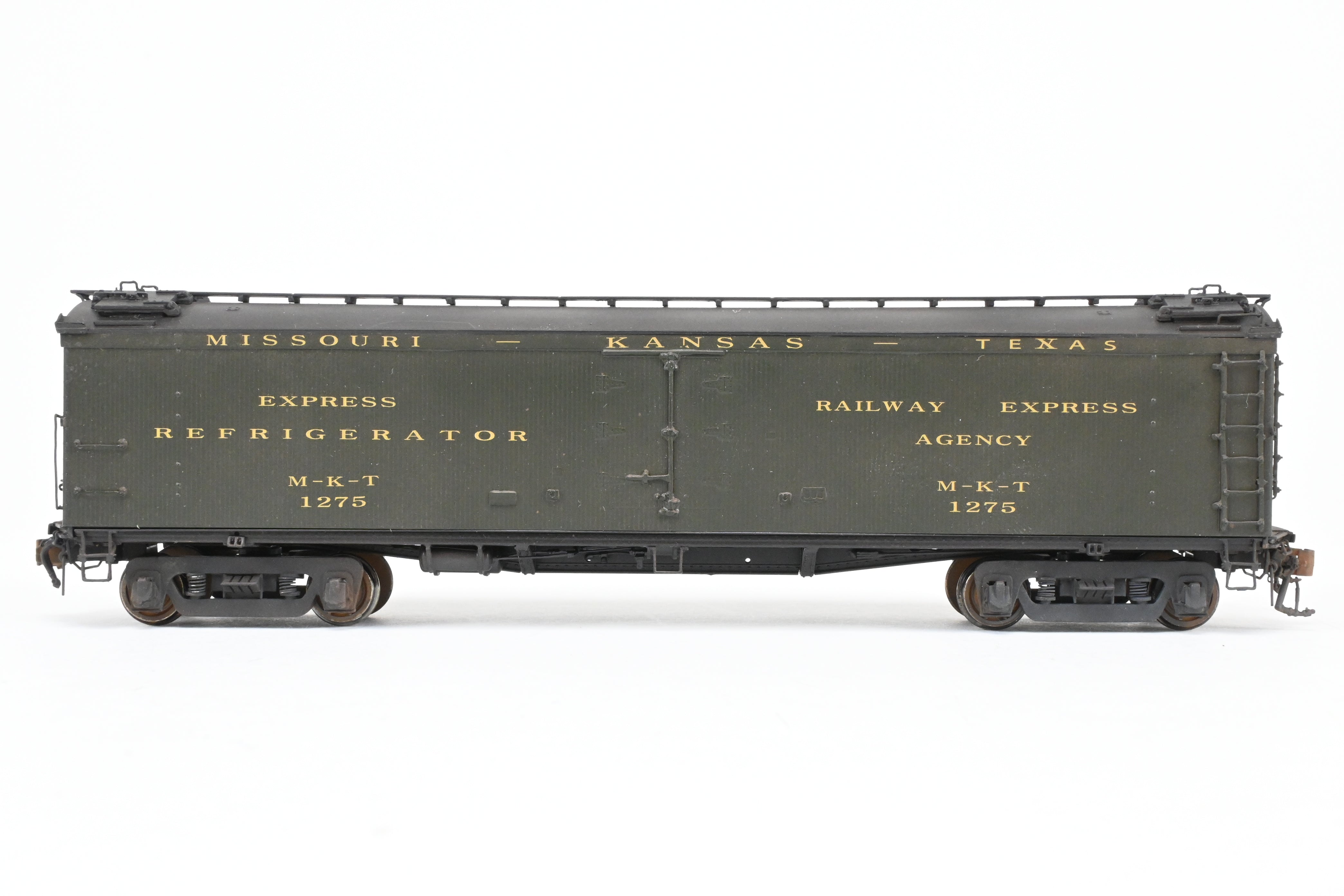 HO Scale Brass Precision Scale Co. Missouri Kansas Texas BR Class 53' 6 Reefer with Miner Brake System and FP - A High - Quality Model for Rolling Stock Fleet