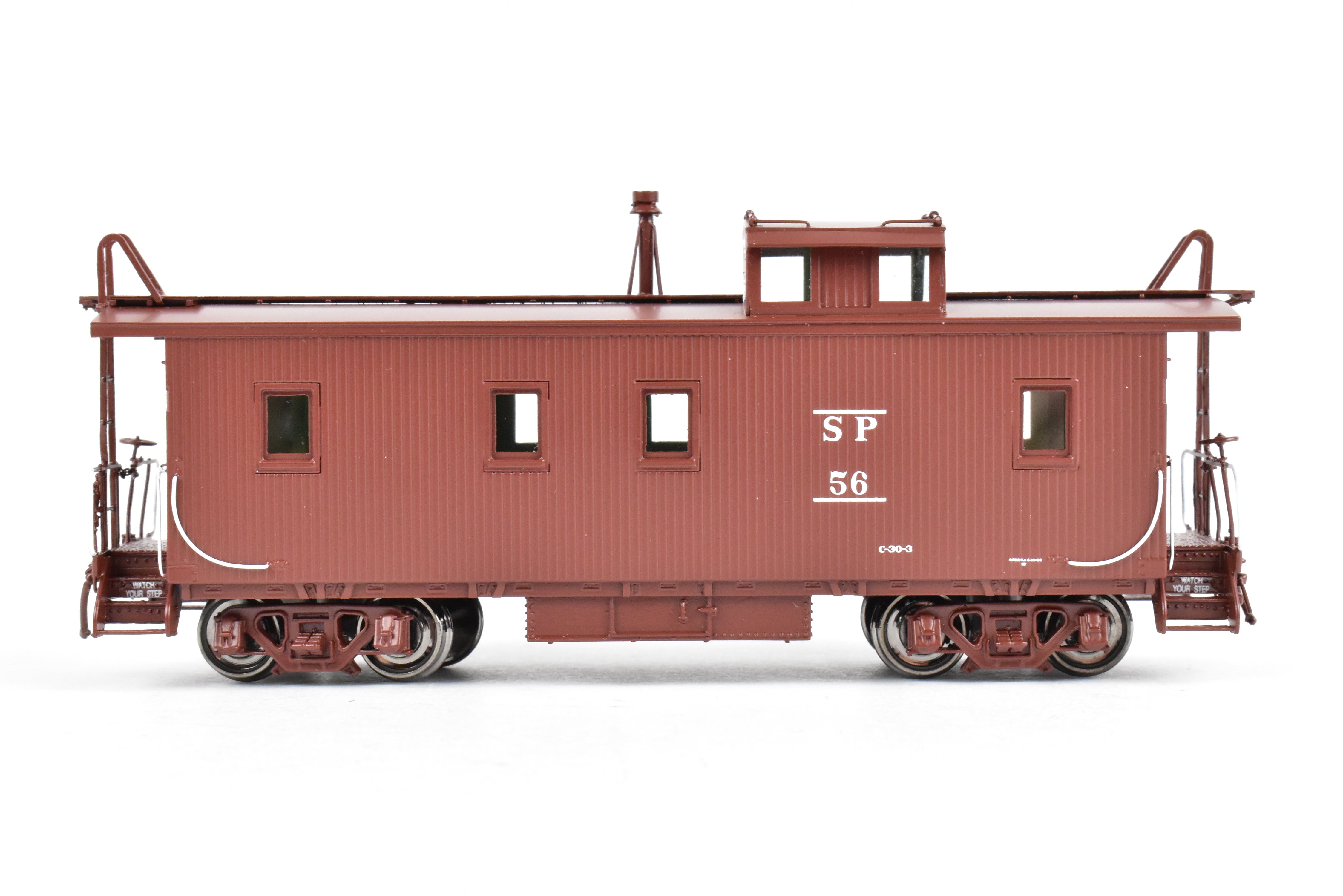 HO Scale Brass CIL - Challenger Imports Southern Pacific Wood Side Caboose Model with Slant Side Cupola, Class C - 30 - 3, Freight Car No. 56