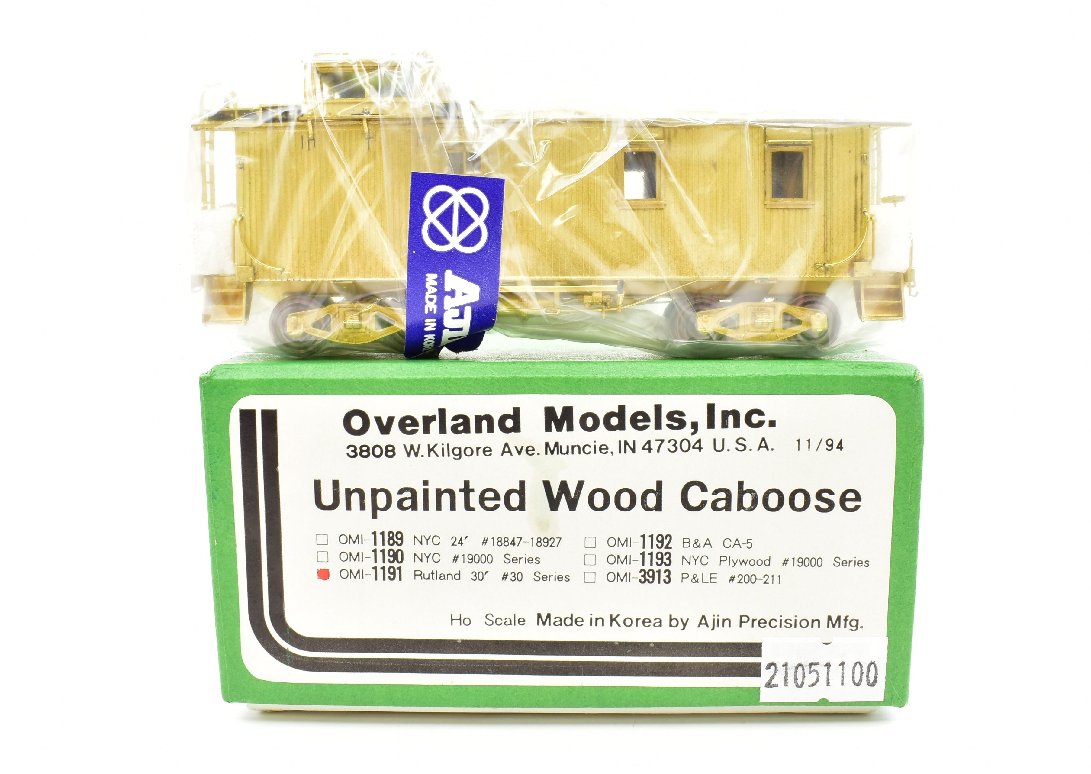 HO Brass OMI Rutland Railroad 30' Wood Caboose 30 Series - Factory New