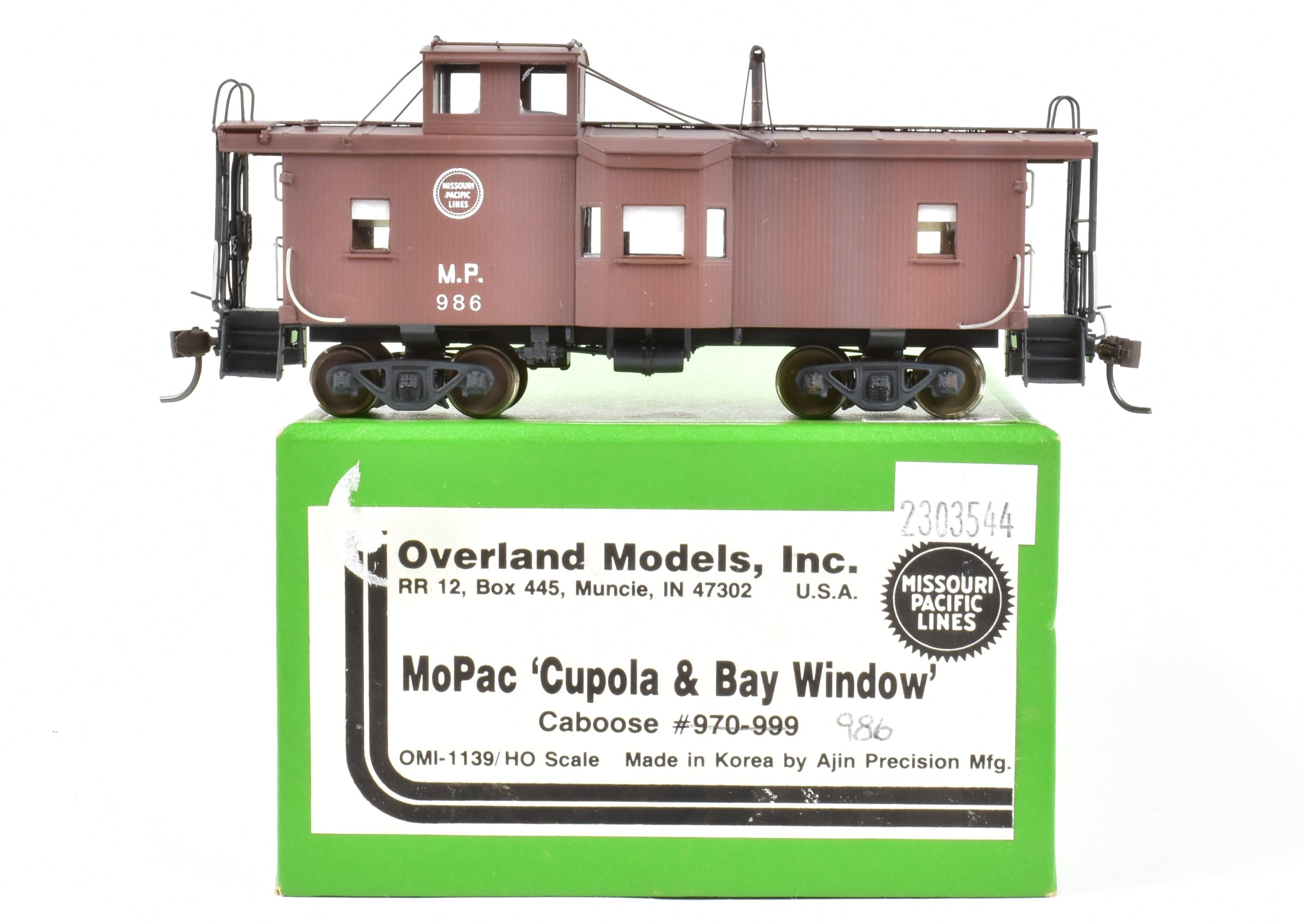 HO Scale Brass Missouri Pacific Cupola & Bay Window Caboose CP No. 986 by Overland Models, Inc. (OMI)