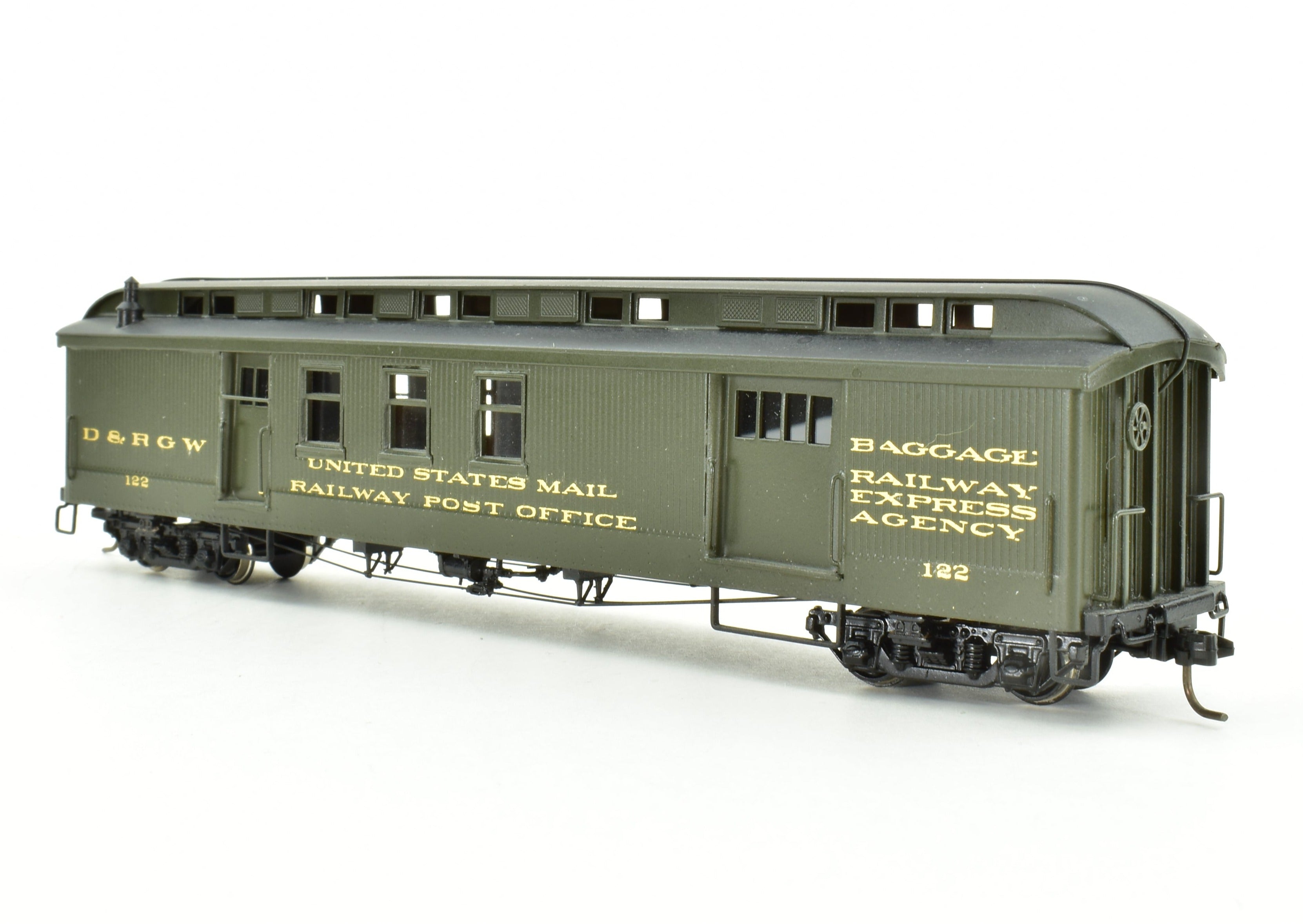 HOn3 Scale Custom-Painted Brass D&RGW - Denver & Rio Grande Western RPO Car by NJ Custom Brass, No Original Box
