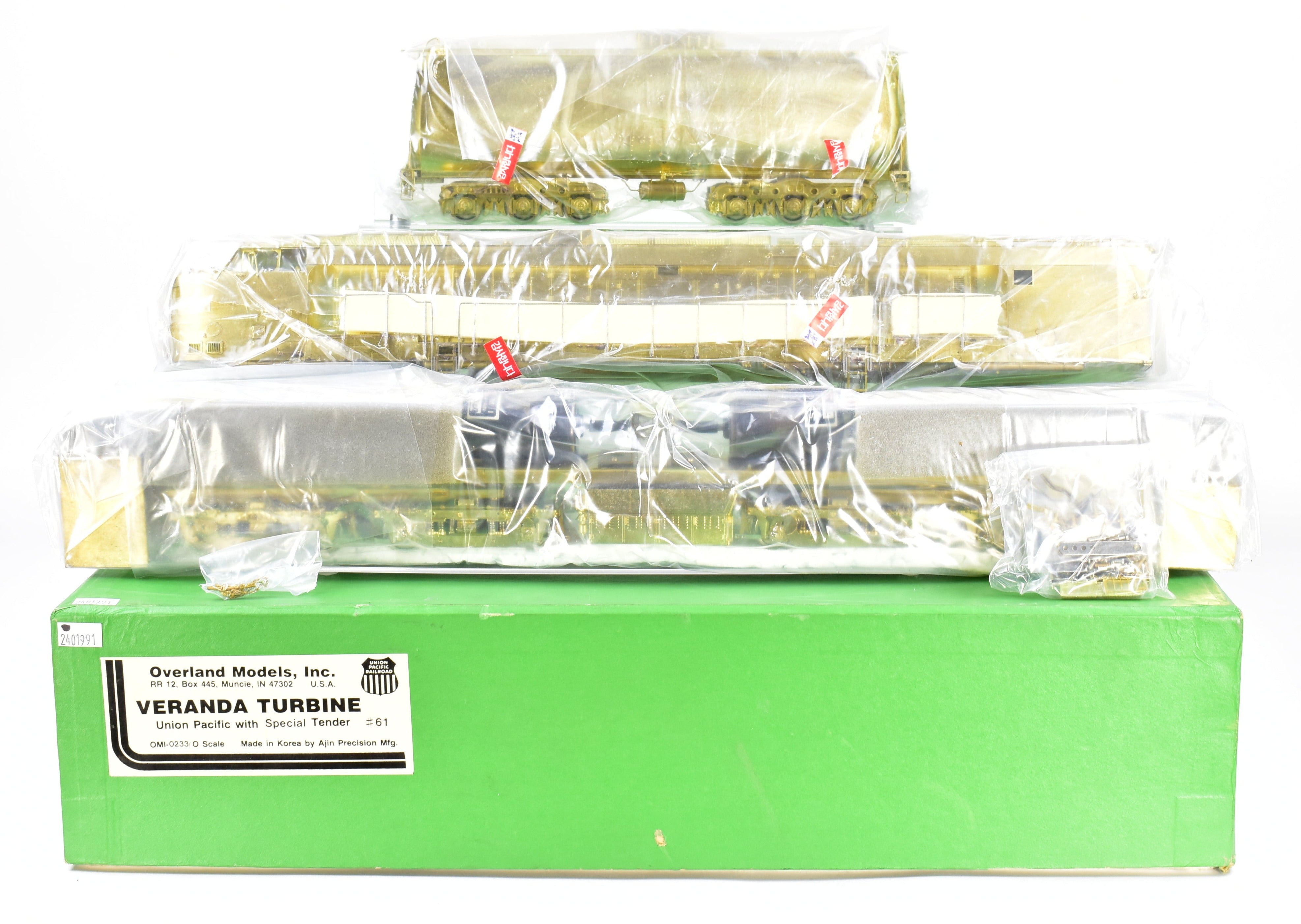 Brass O Scale Model Train - Overland Models, Inc. Union Pacific Veranda Turbine No. 61 with Special Tender, Brand New Collectible Item