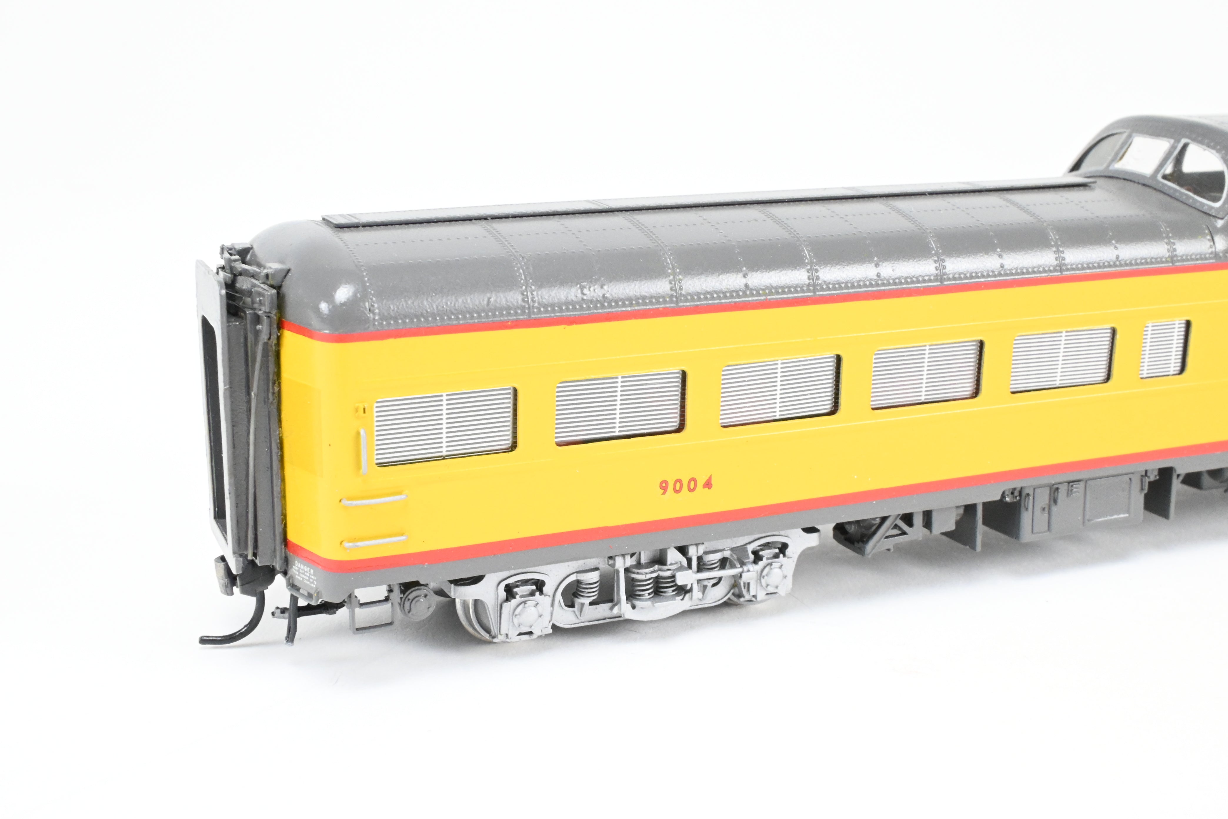HO Scale Brass Model by Wasatch Model Co. - Union Pacific ACF 1955 9000 Series Dome Lounge Observation Car Modified for Mid - Train Service, Specifically Model C/P #9004