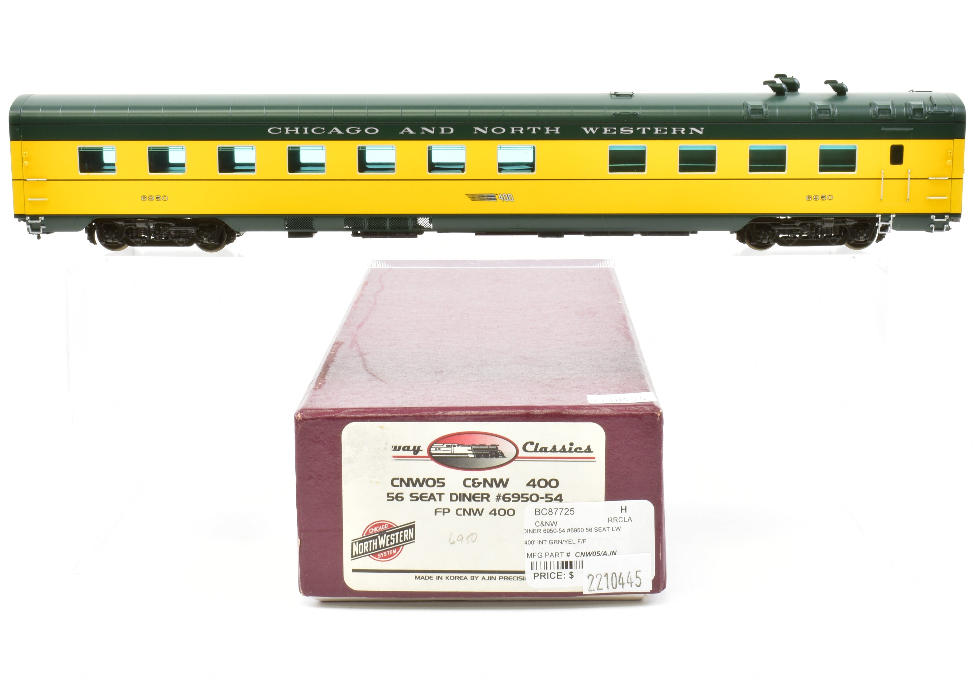 HO Scale Brass C&NW - Chicago and North Western 400 56 - Seat Diner Model FP 6950
