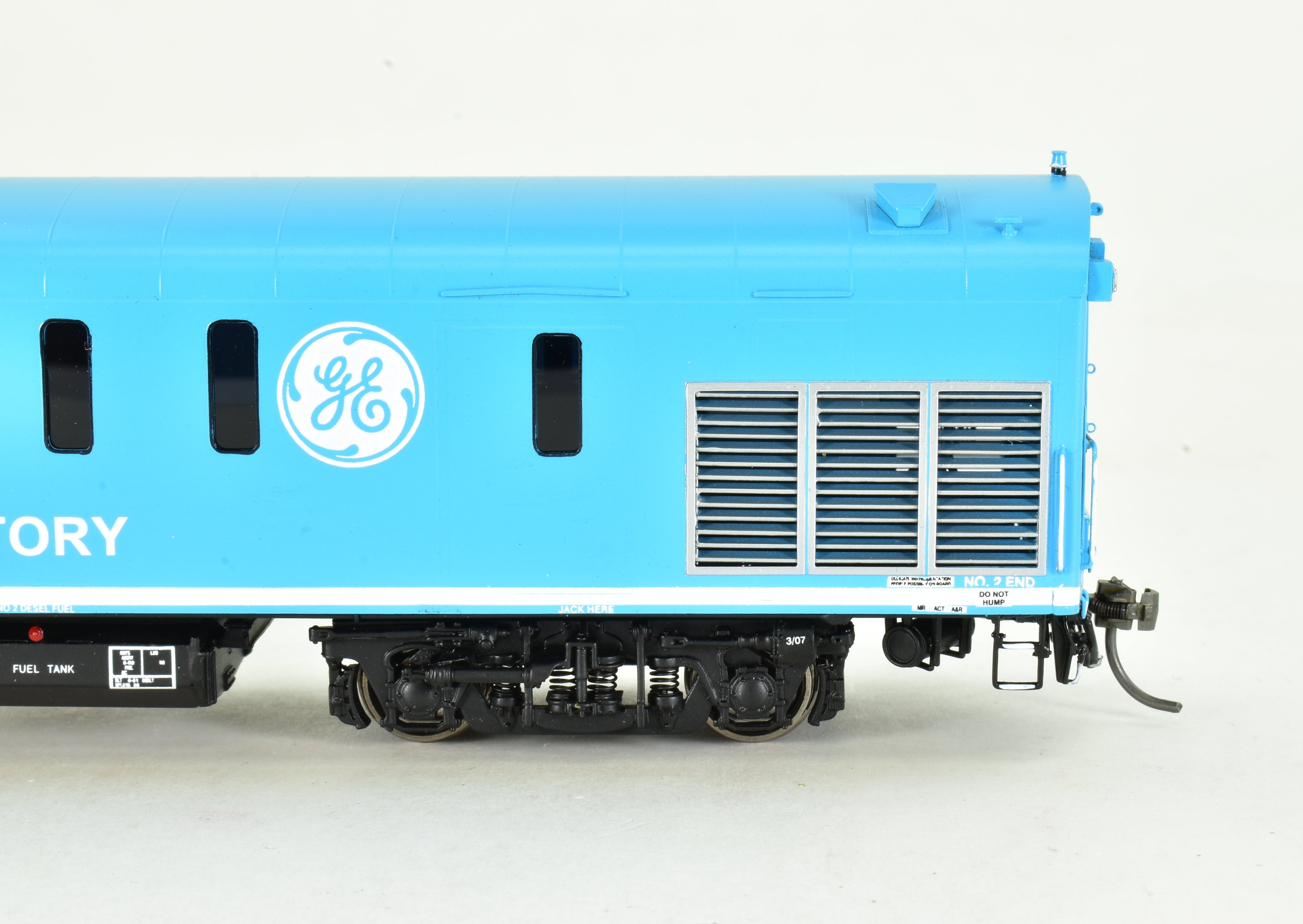 HO Scale Brass Model Train Set - Overland Models Inc. GE Demo, General Electric Demonstrator GE Evolution and Test Car Set with Factory Paint