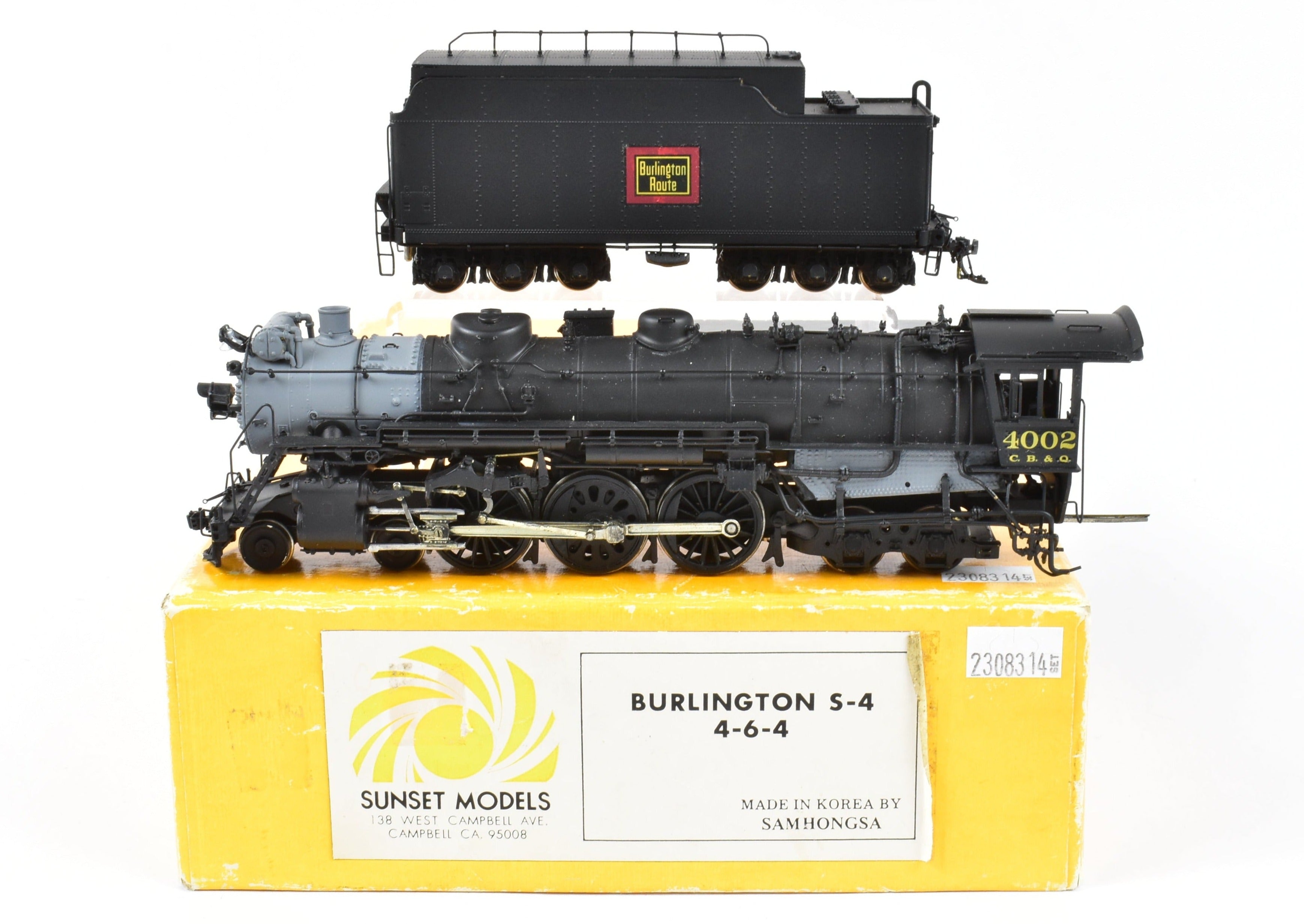 High - Quality HO Scale Brass Model Train - Sunset Models CB&Q - Burlington Route S - 4 4 - 6 - 4 Hudson Custom Painted Locomotive #4002