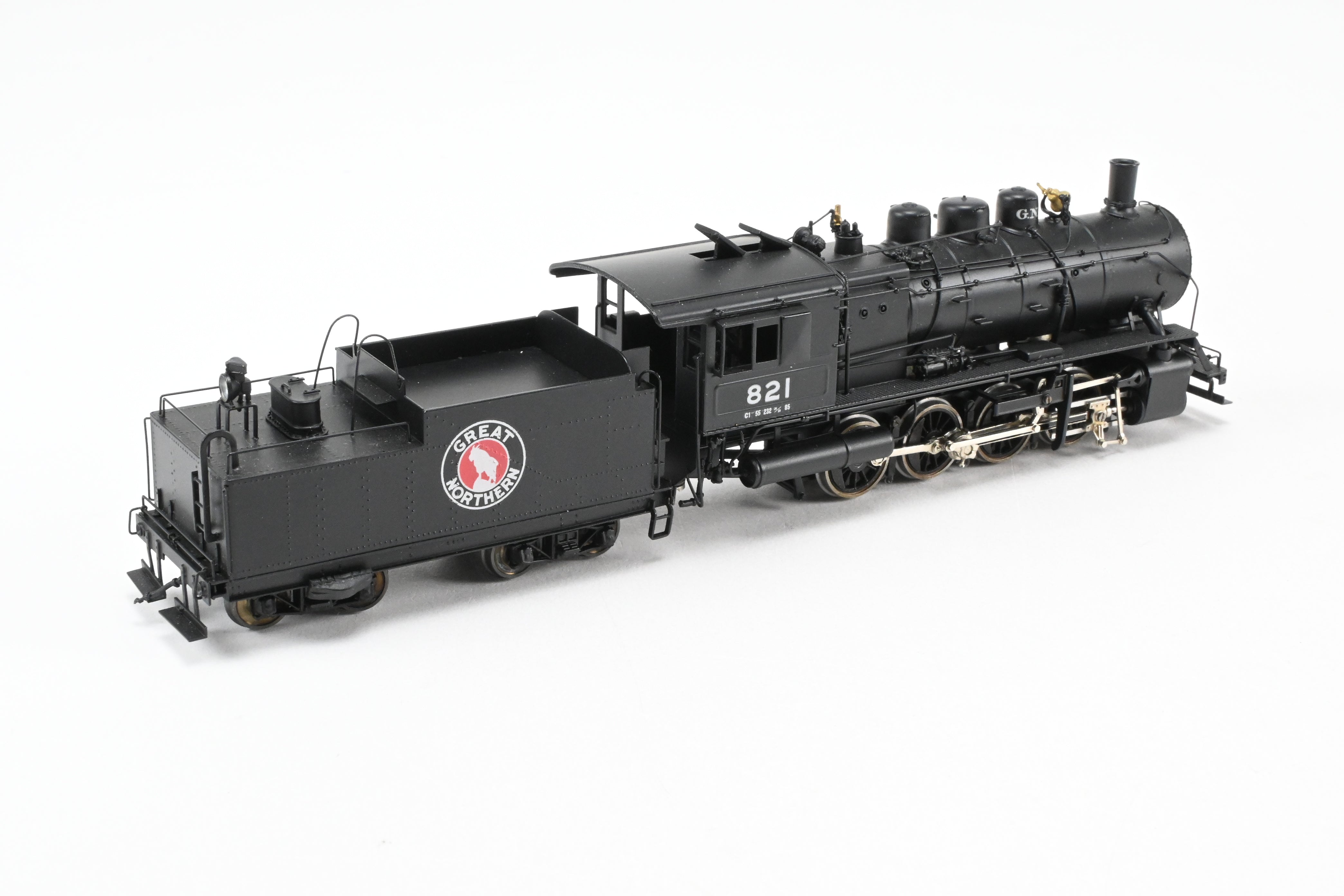 HO Scale Brass Model Train - PFM - Tenshodo Great Northern C - 1 0 - 8 - 0 Switcher Factory Painted Locomotive #821 with TPE Suspension from 1985 Production Run