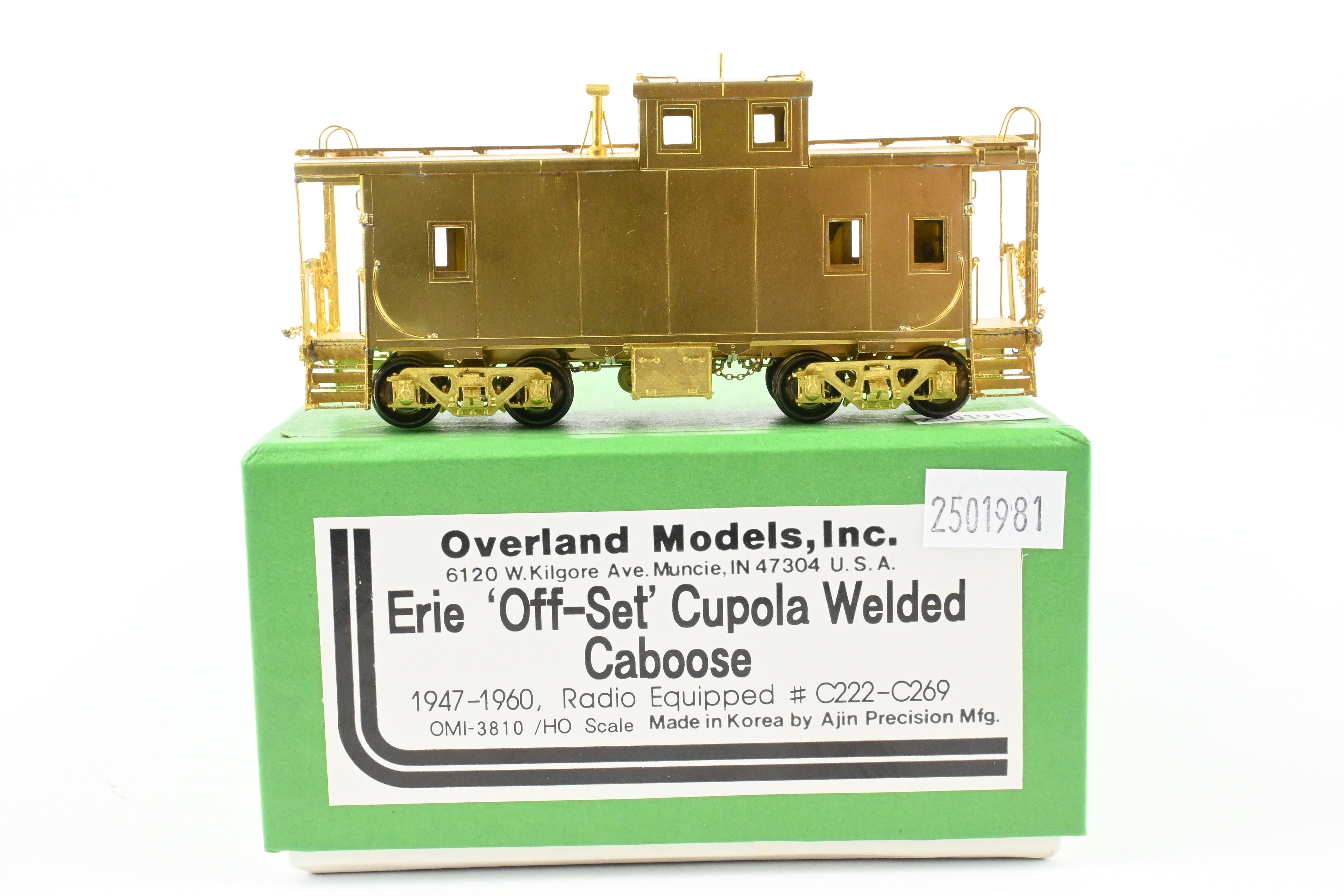 HO Scale Brass OMI - Overland Models, Inc. Erie Railroad Offset Cupola Welded Caboose with Radio Equipment from 1947 to 1960, Model Number #C222 - C269