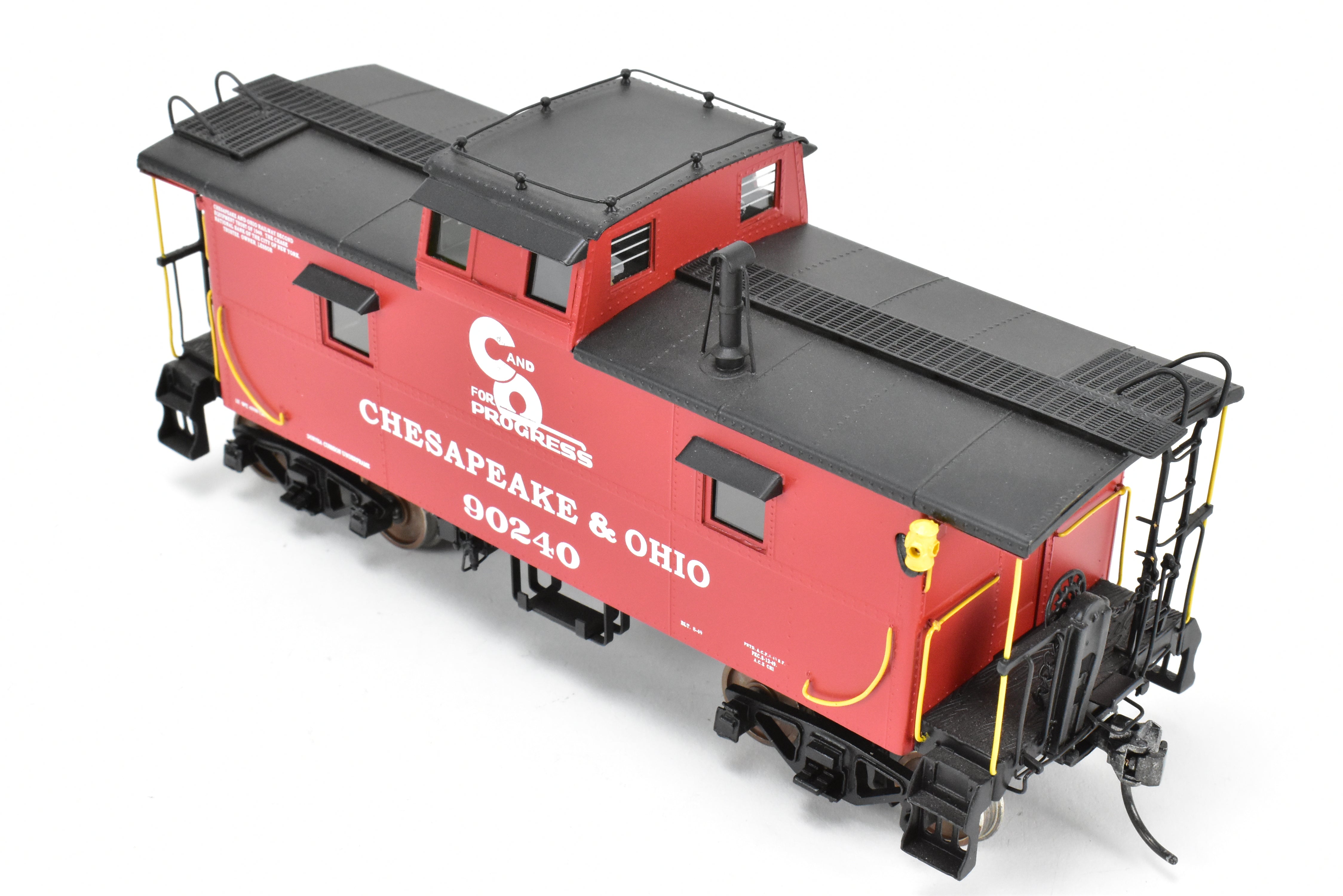 1:48th O Scale Brass Sunset 2-Rail C&O Chesapeake & Ohio Red/Black Steel Caboose #90240